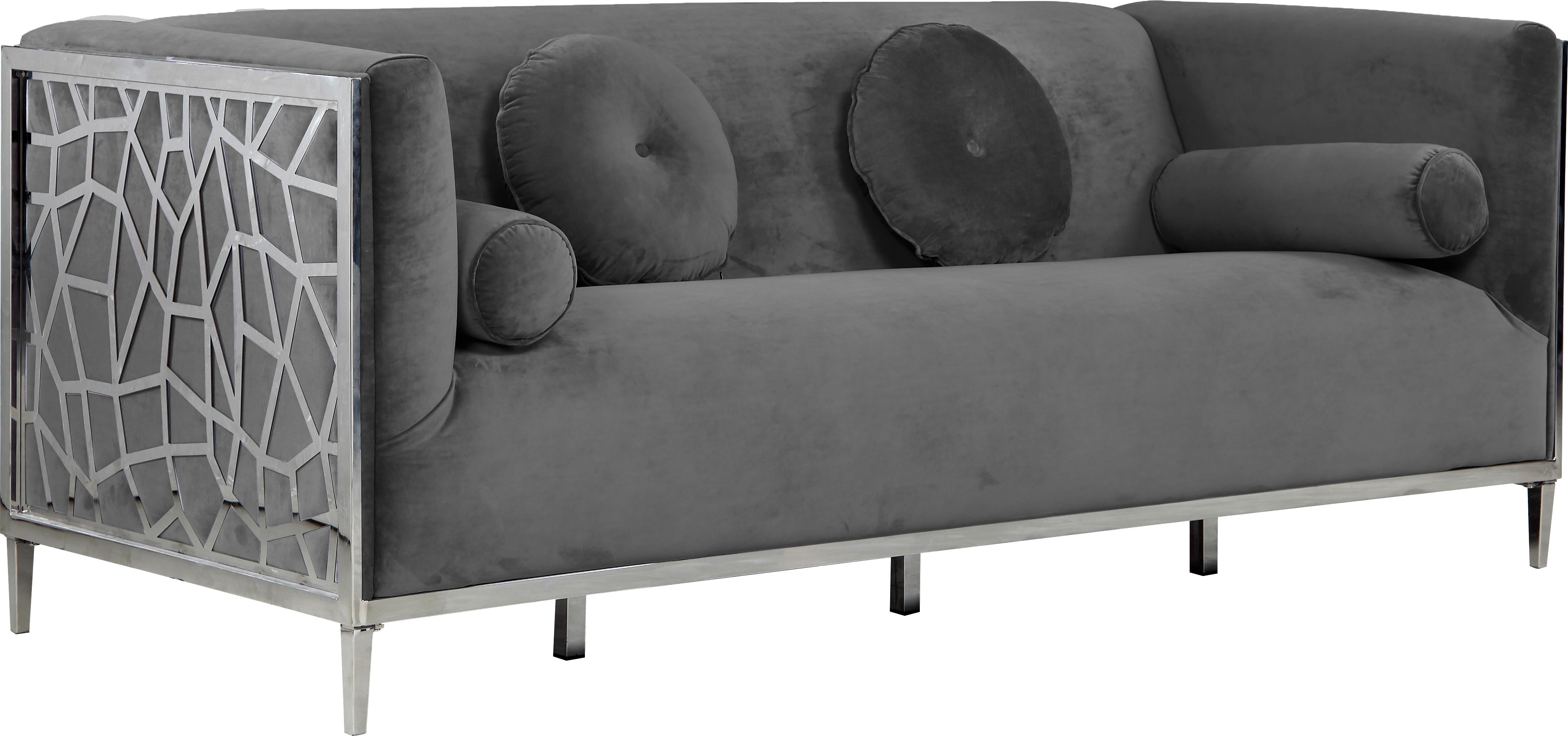 Opal Grey Velvet Sofa - Luxury Home Furniture (MI)
