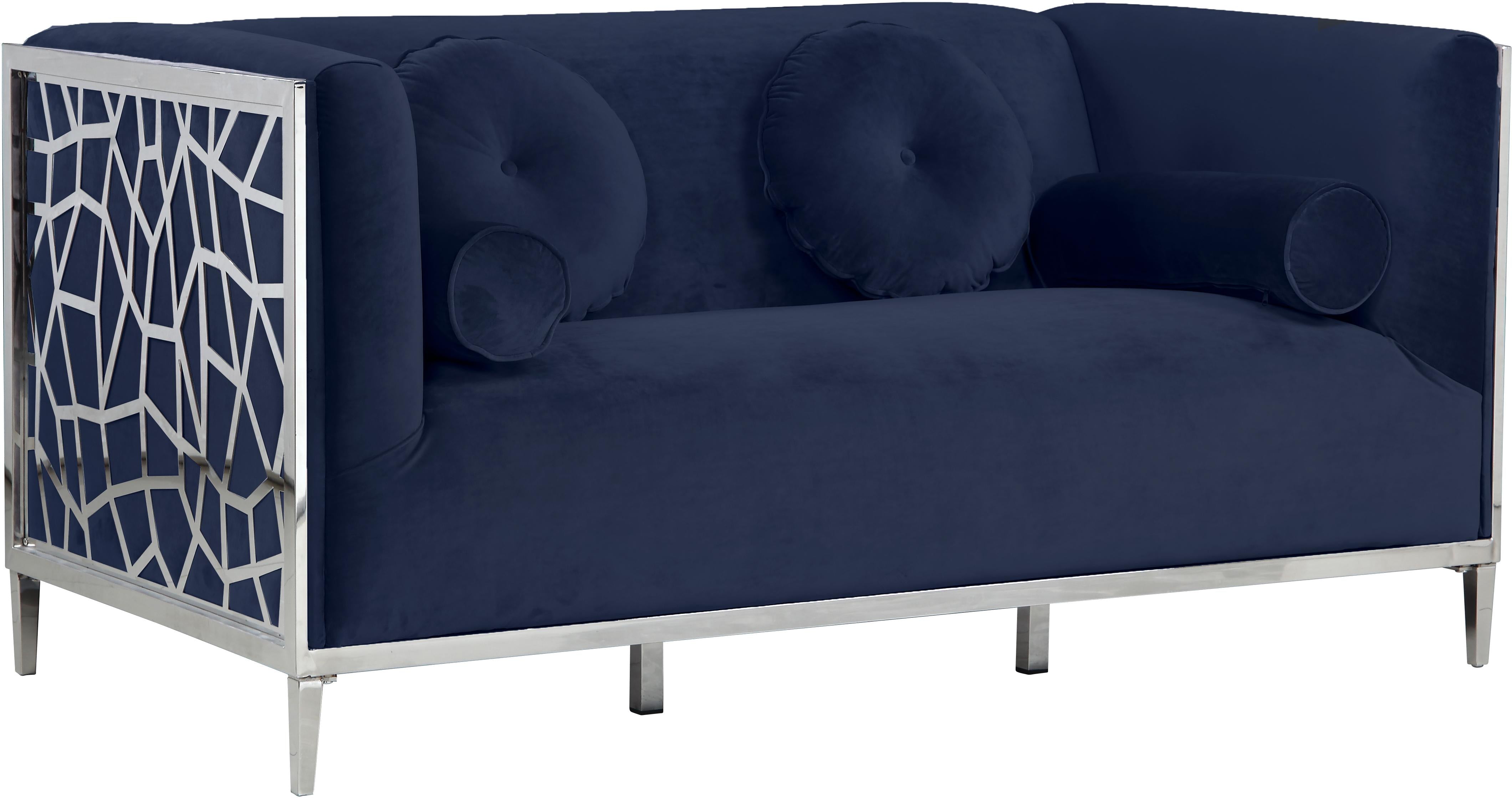 Opal Navy Velvet Loveseat - Luxury Home Furniture (MI)