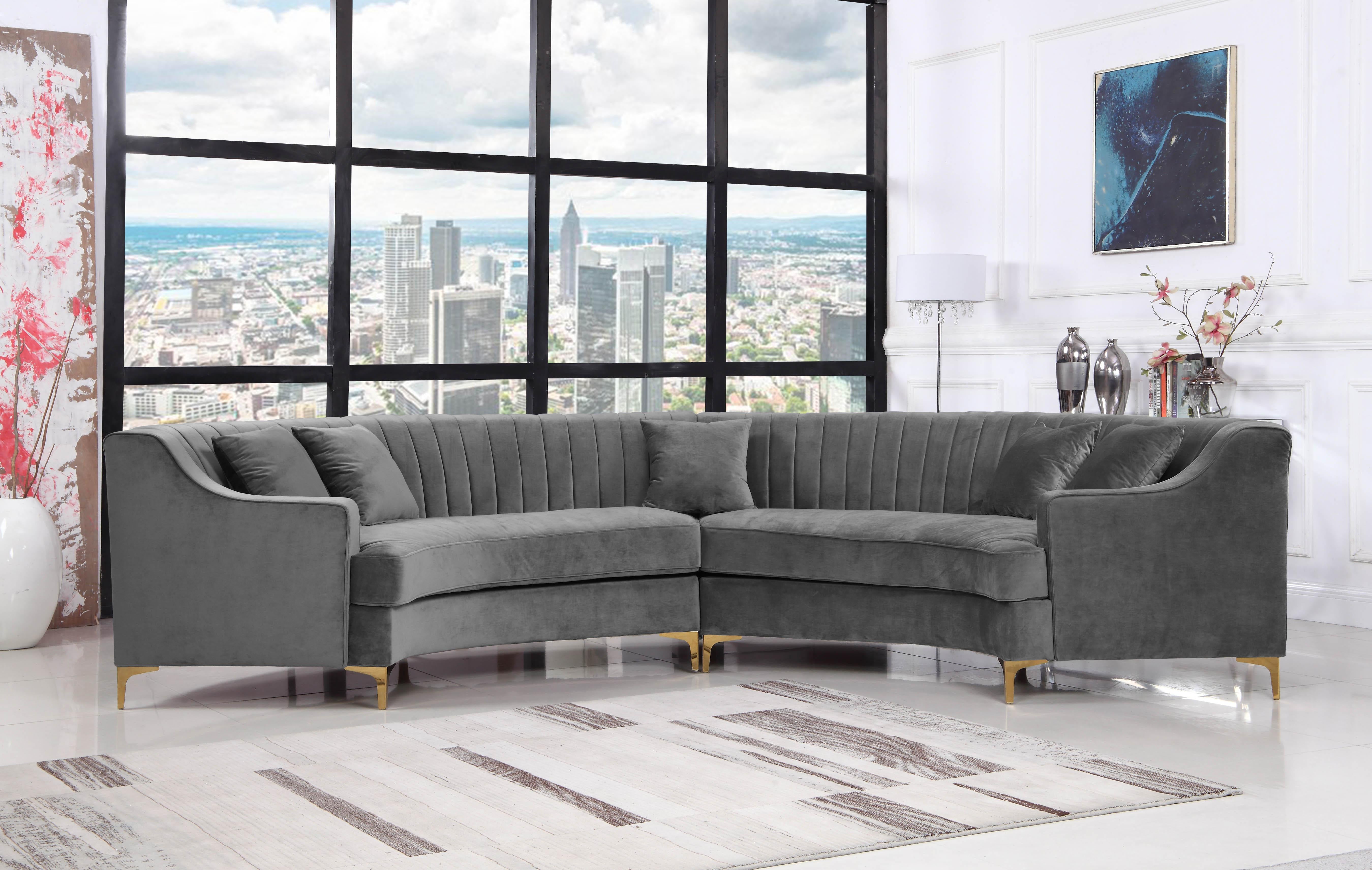 Jackson Grey Velvet 2pc. Sectional - Luxury Home Furniture (MI)