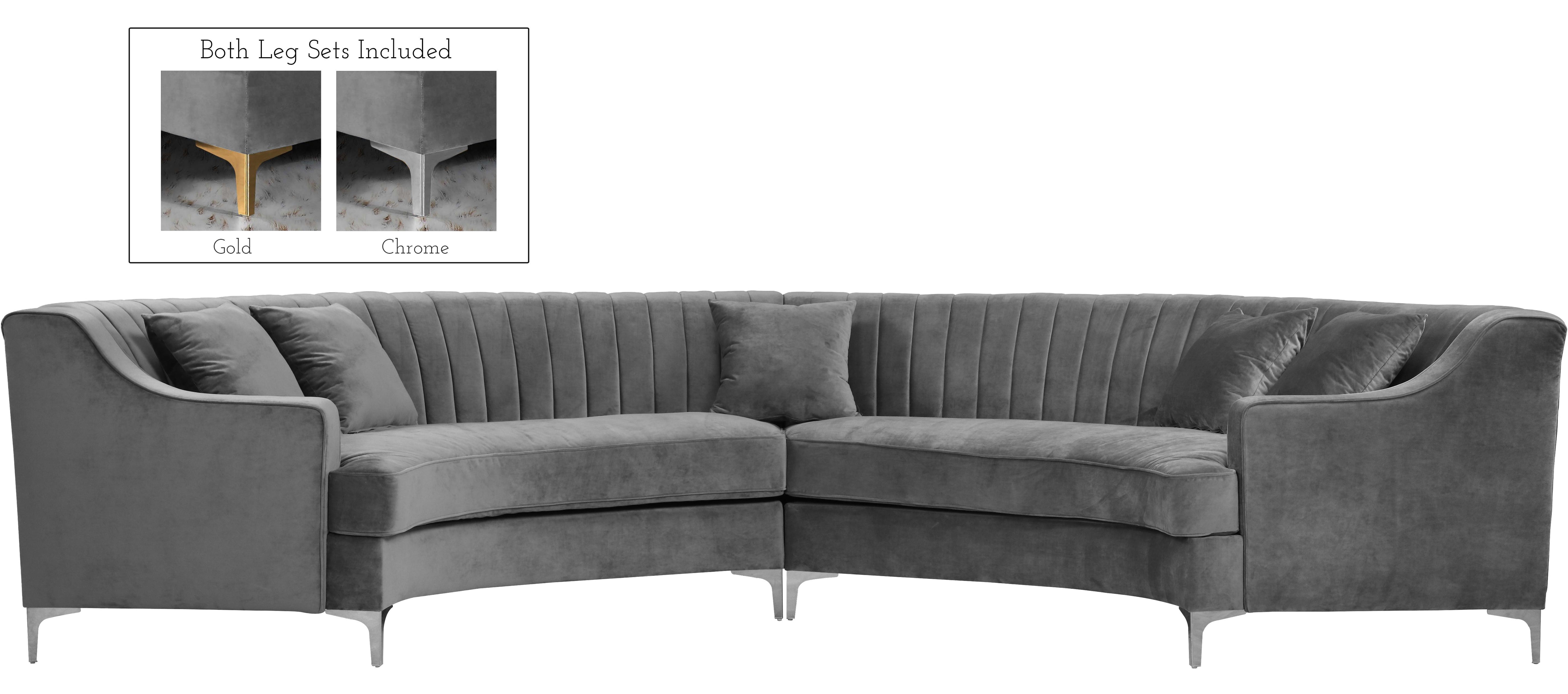 Jackson Grey Velvet 2pc. Sectional - Luxury Home Furniture (MI)