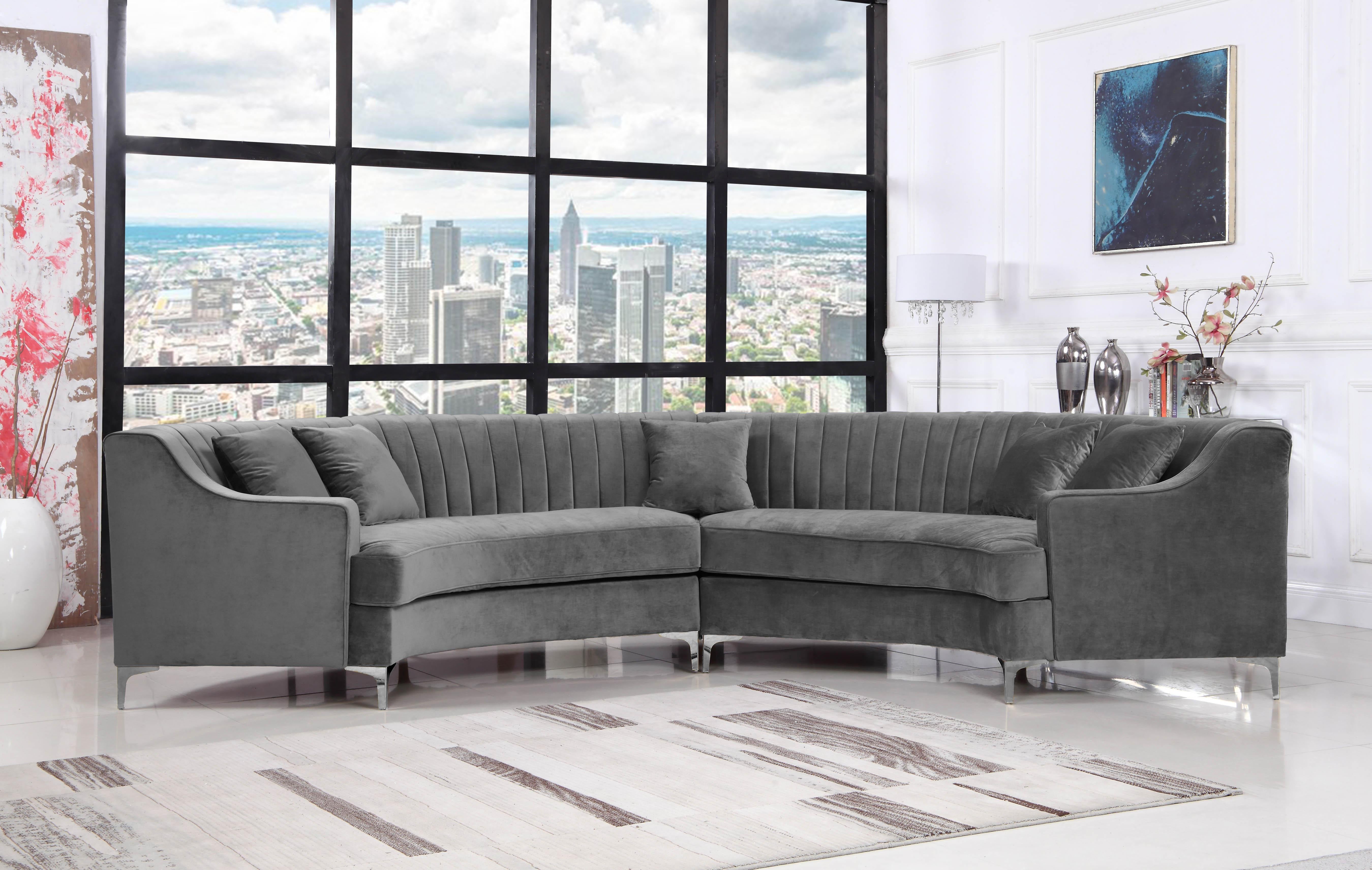 Jackson Grey Velvet 2pc. Sectional - Luxury Home Furniture (MI)