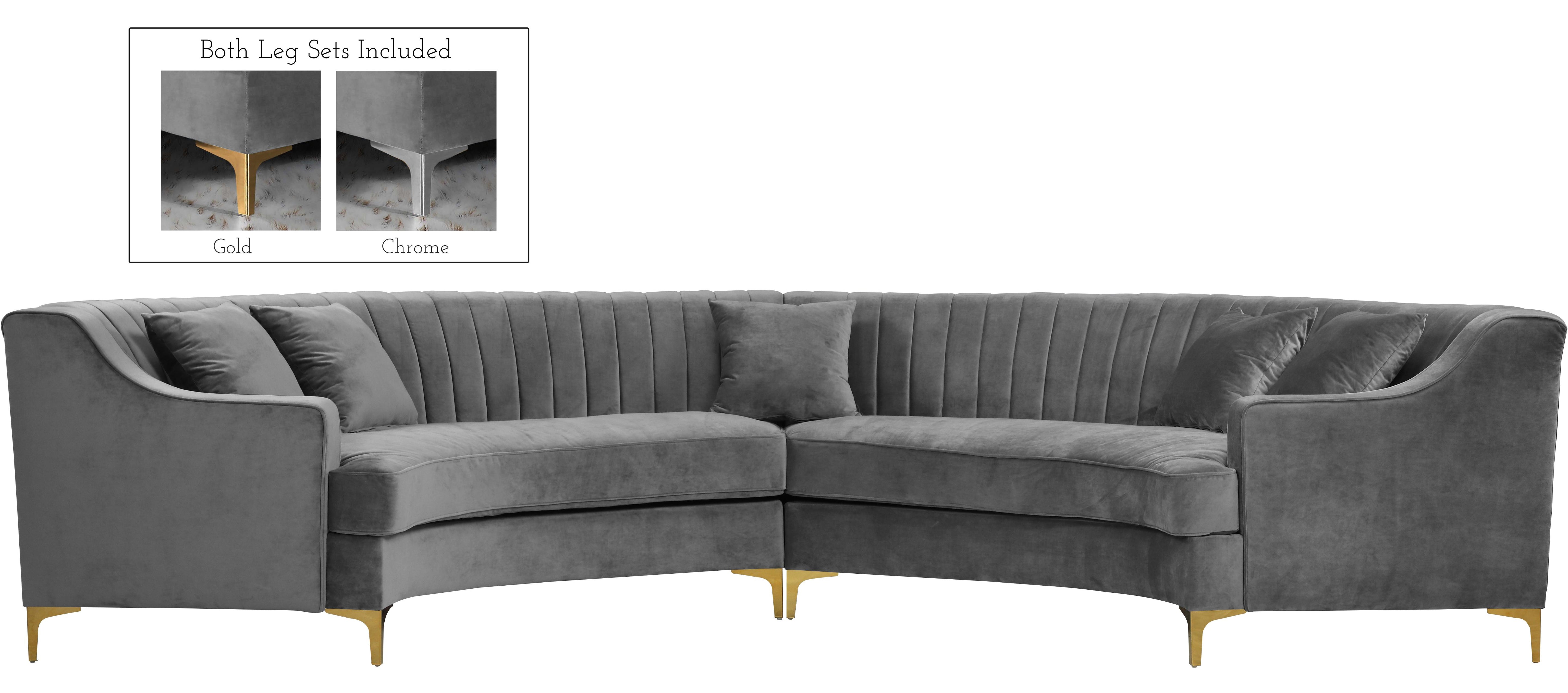 Jackson Grey Velvet 2pc. Sectional - Luxury Home Furniture (MI)
