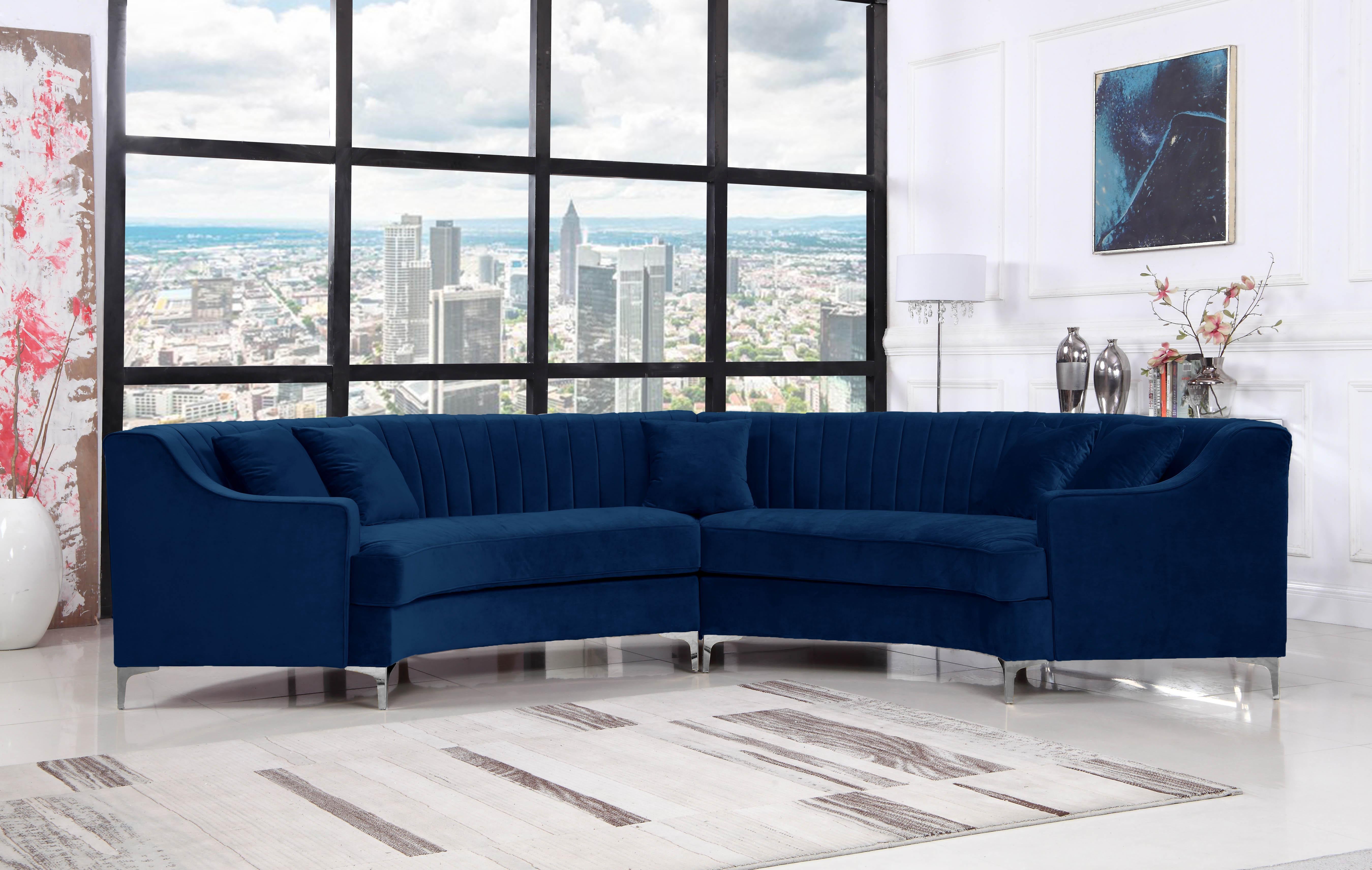 Jackson Navy Velvet 2pc. Sectional - Luxury Home Furniture (MI)