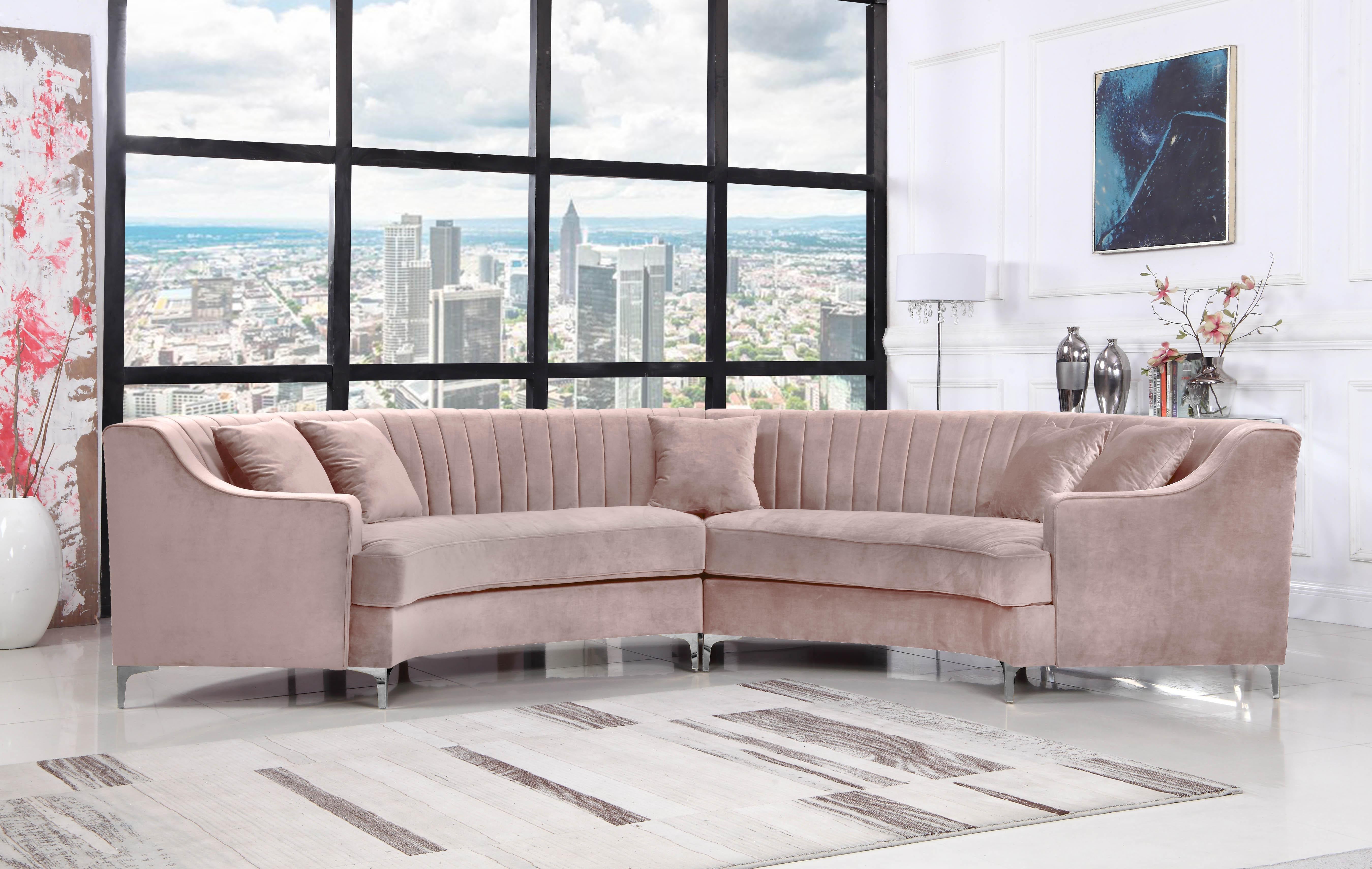 Jackson Pink Velvet 2pc. Sectional - Luxury Home Furniture (MI)