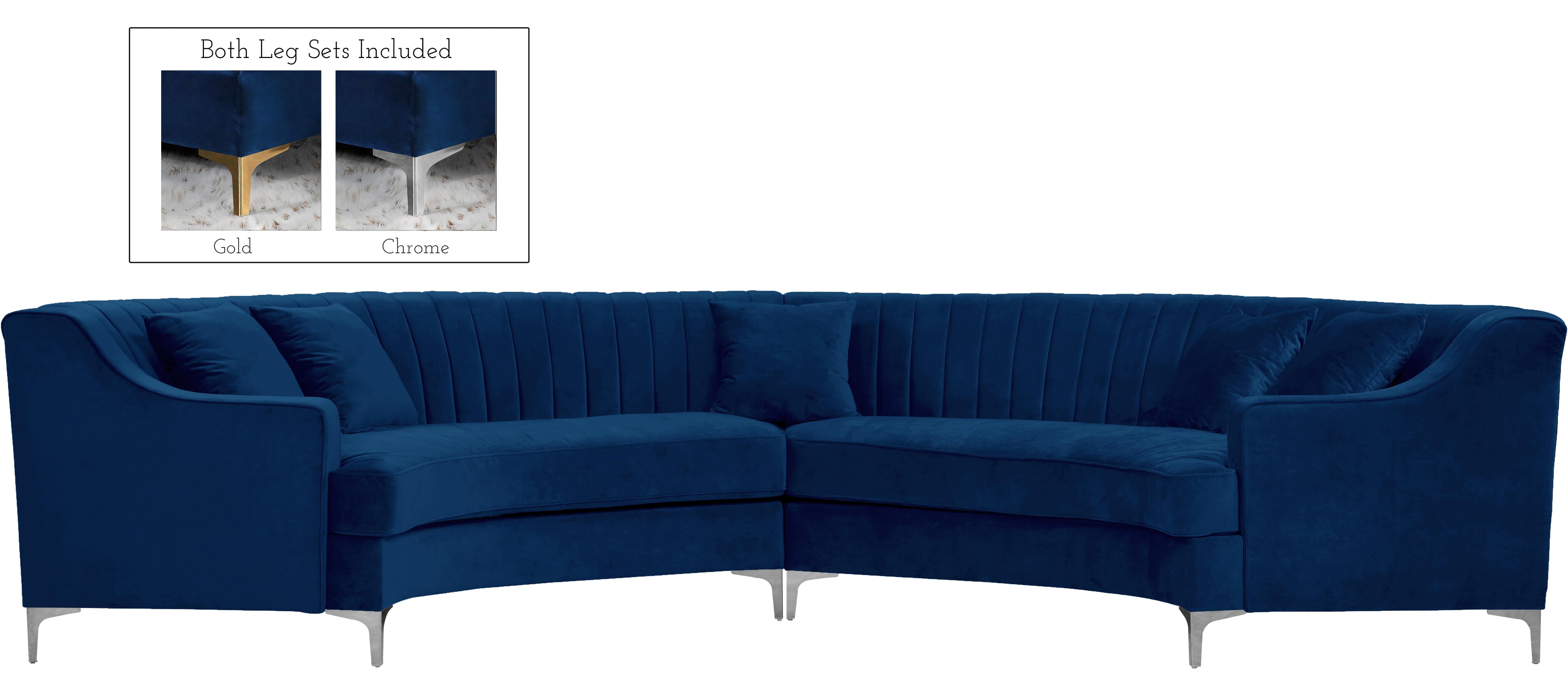 Jackson Navy Velvet 2pc. Sectional - Luxury Home Furniture (MI)
