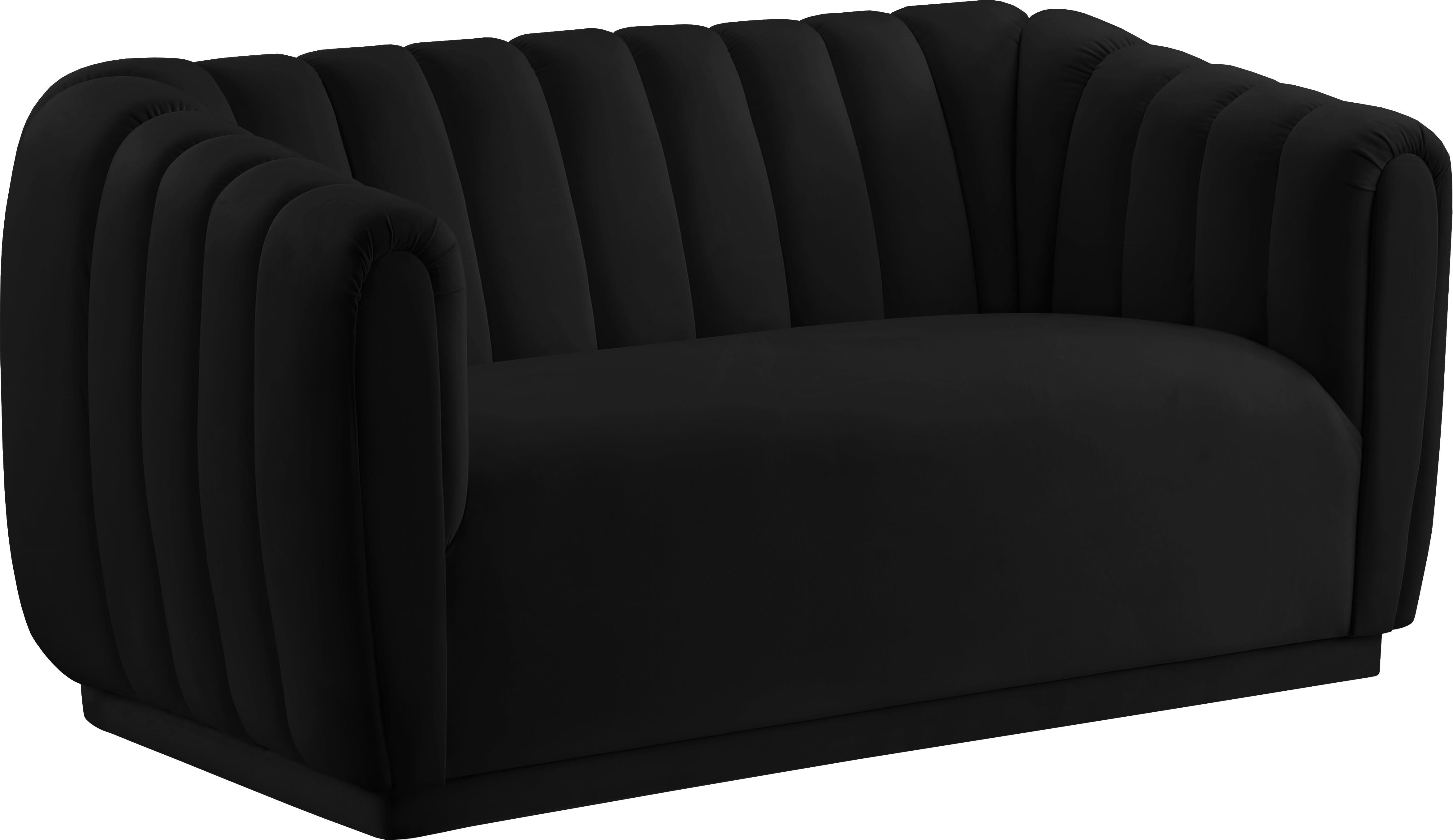Dixie Black Velvet Loveseat - Luxury Home Furniture (MI)