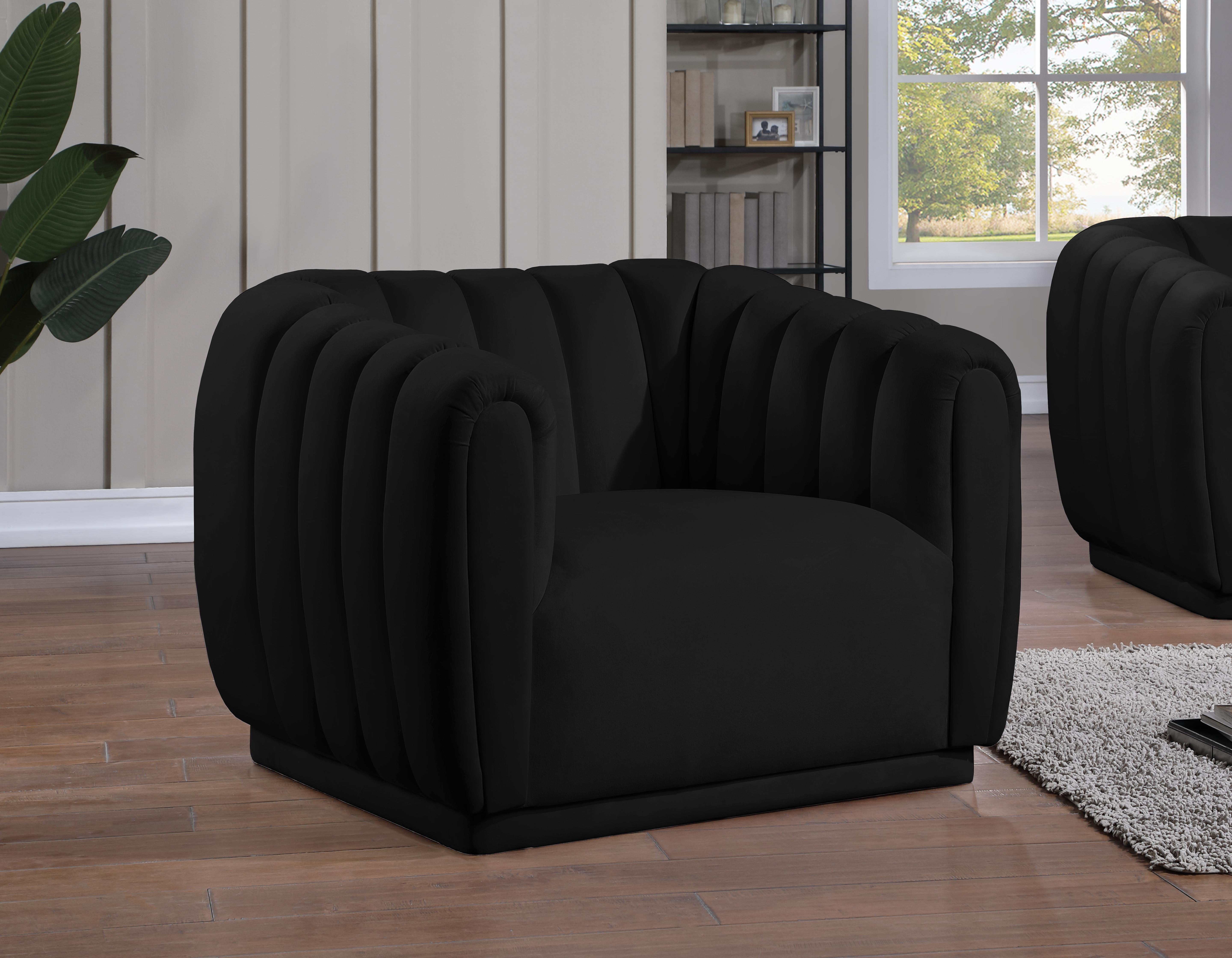Dixie Black Velvet Chair - Luxury Home Furniture (MI)