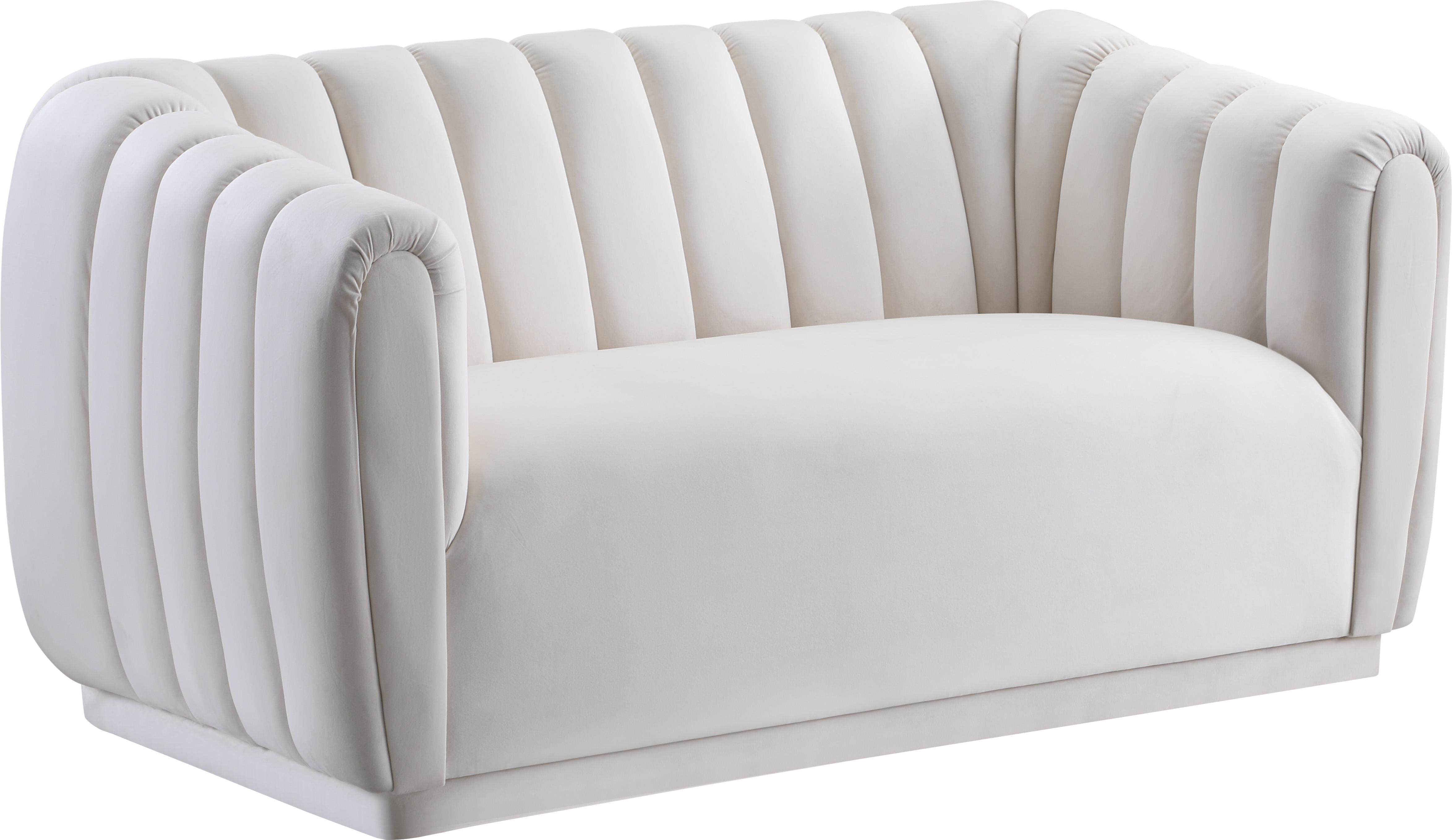 Dixie Cream Velvet Loveseat - Luxury Home Furniture (MI)
