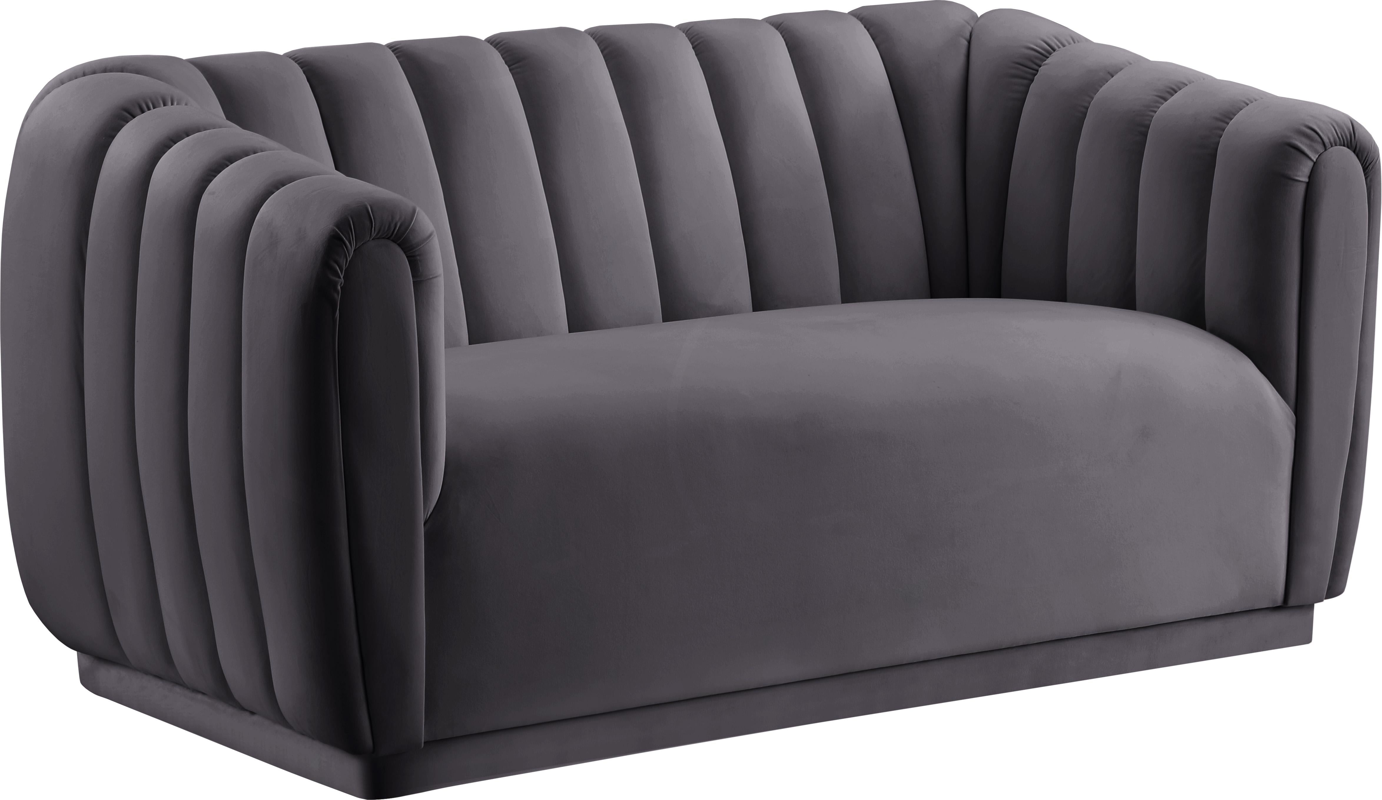 Dixie Grey Velvet Loveseat - Luxury Home Furniture (MI)