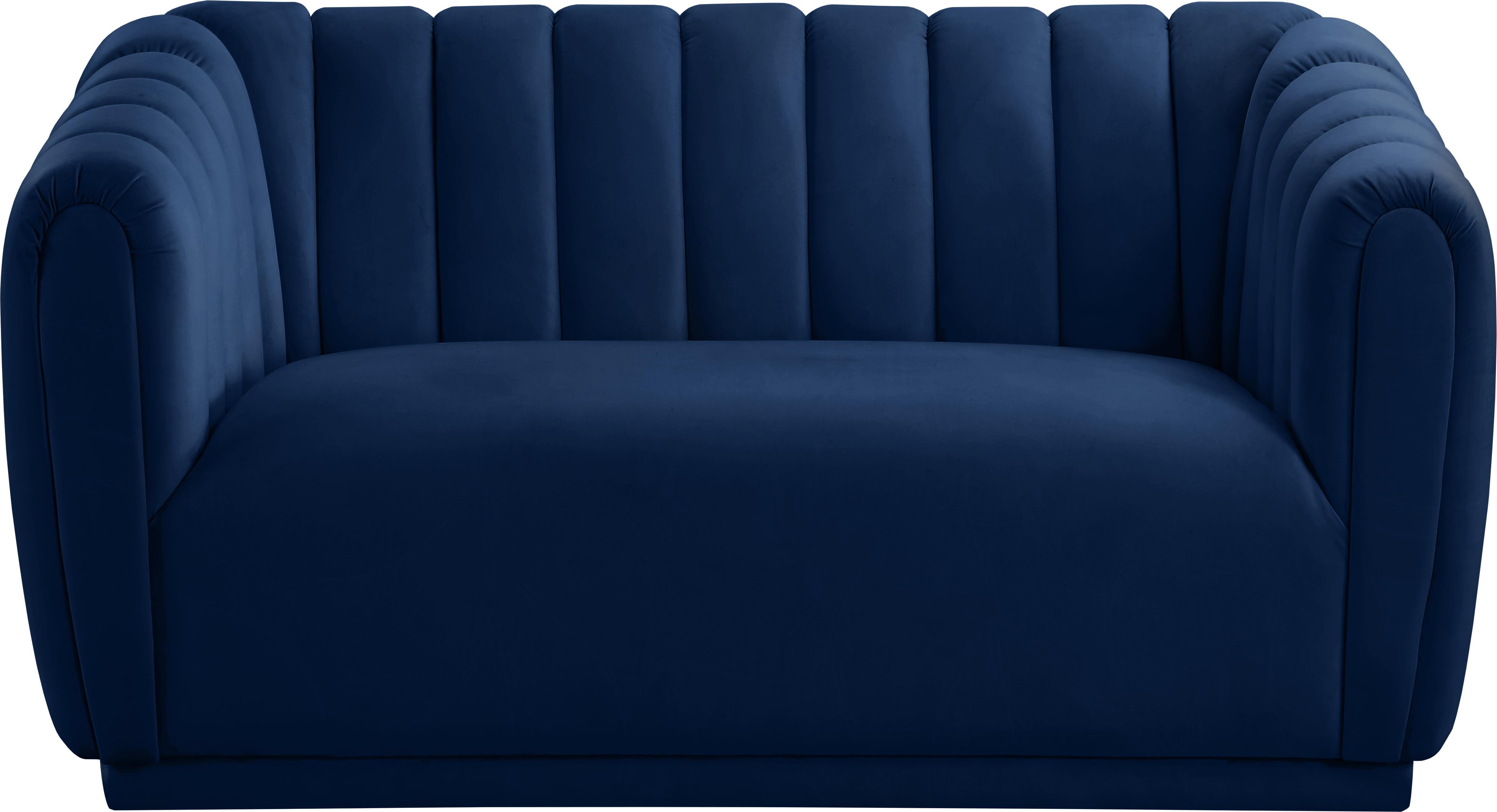 Dixie Navy Velvet Loveseat - Luxury Home Furniture (MI)