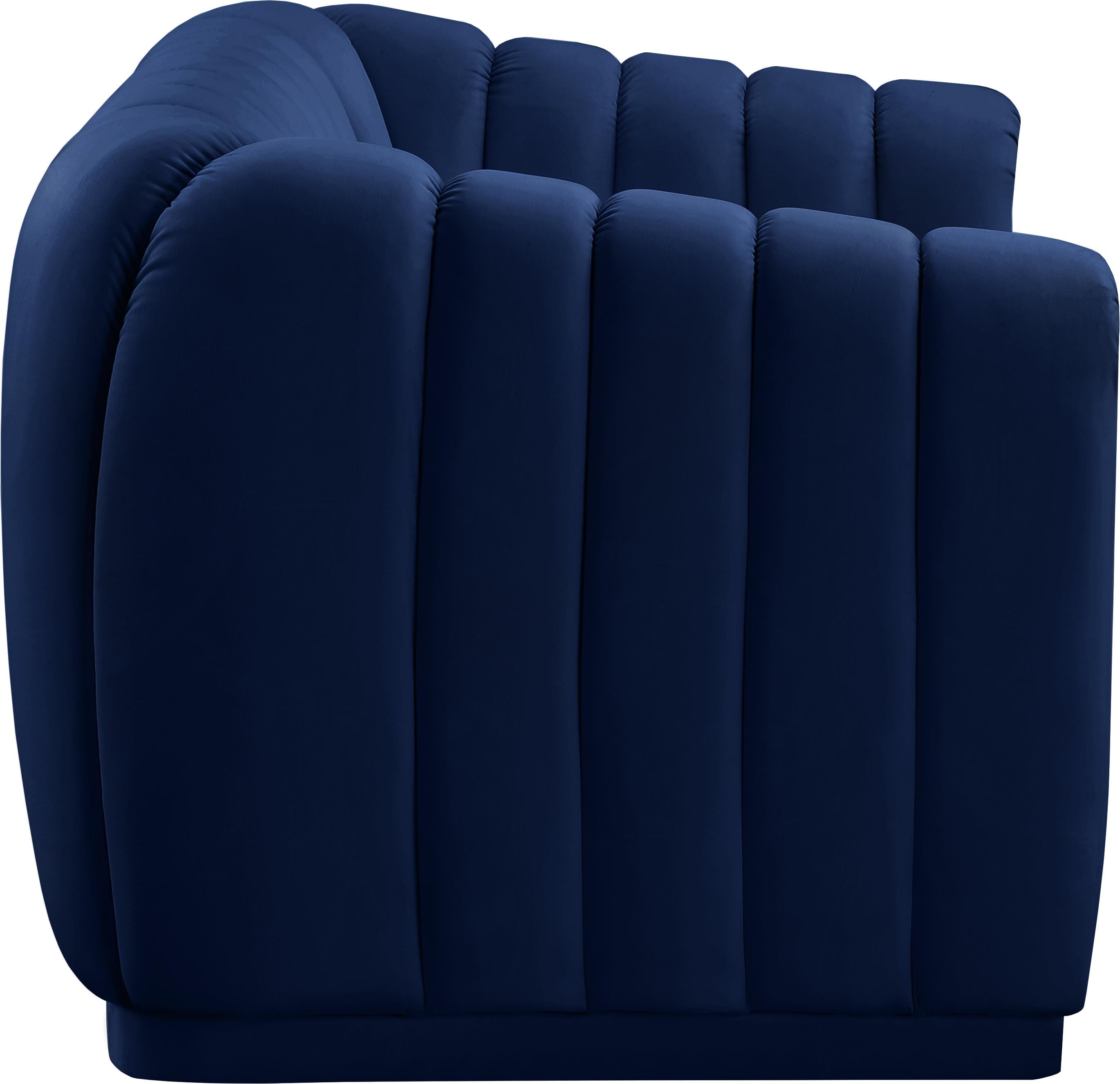 Dixie Navy Velvet Loveseat - Luxury Home Furniture (MI)