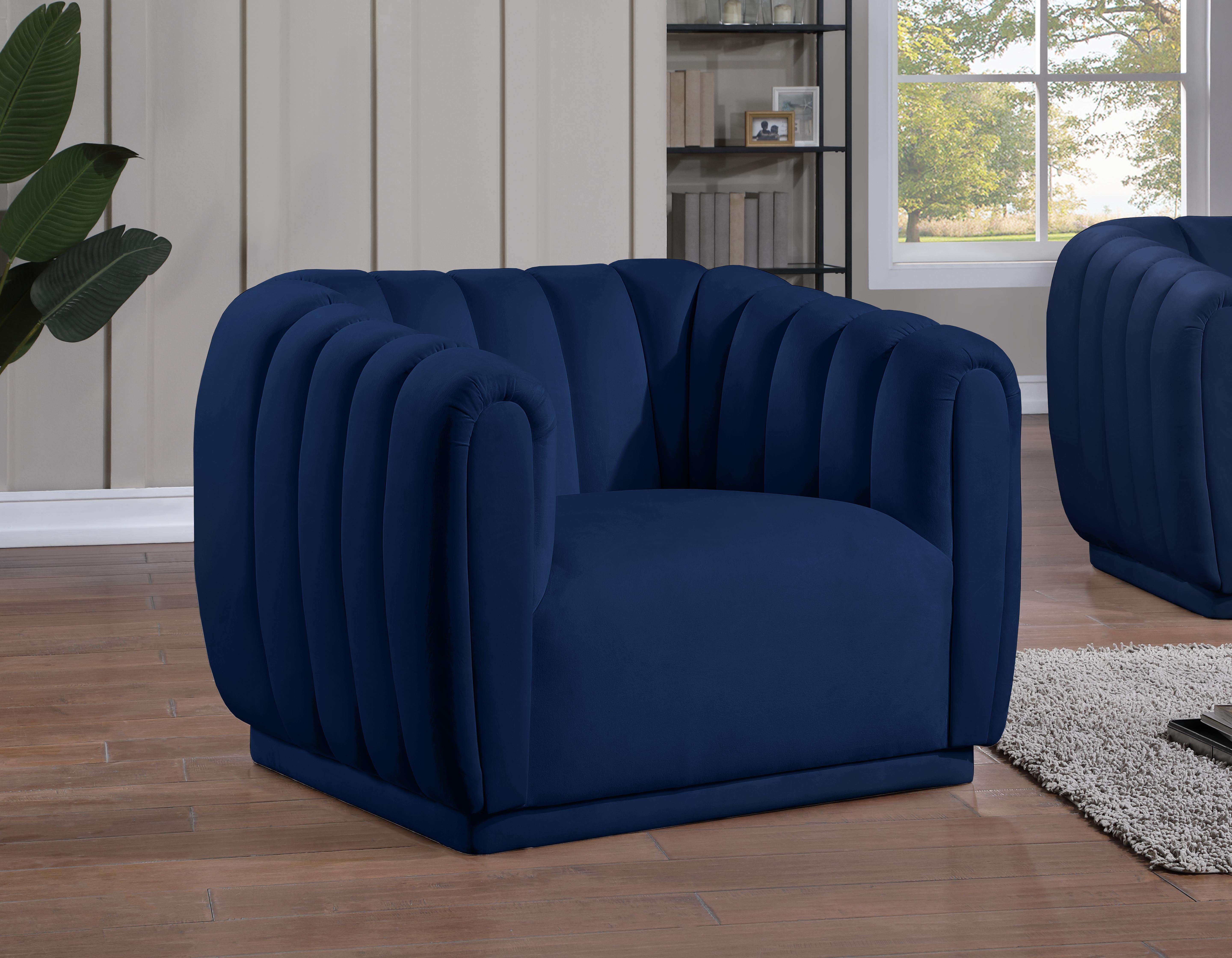 Dixie Navy Velvet Chair - Luxury Home Furniture (MI)