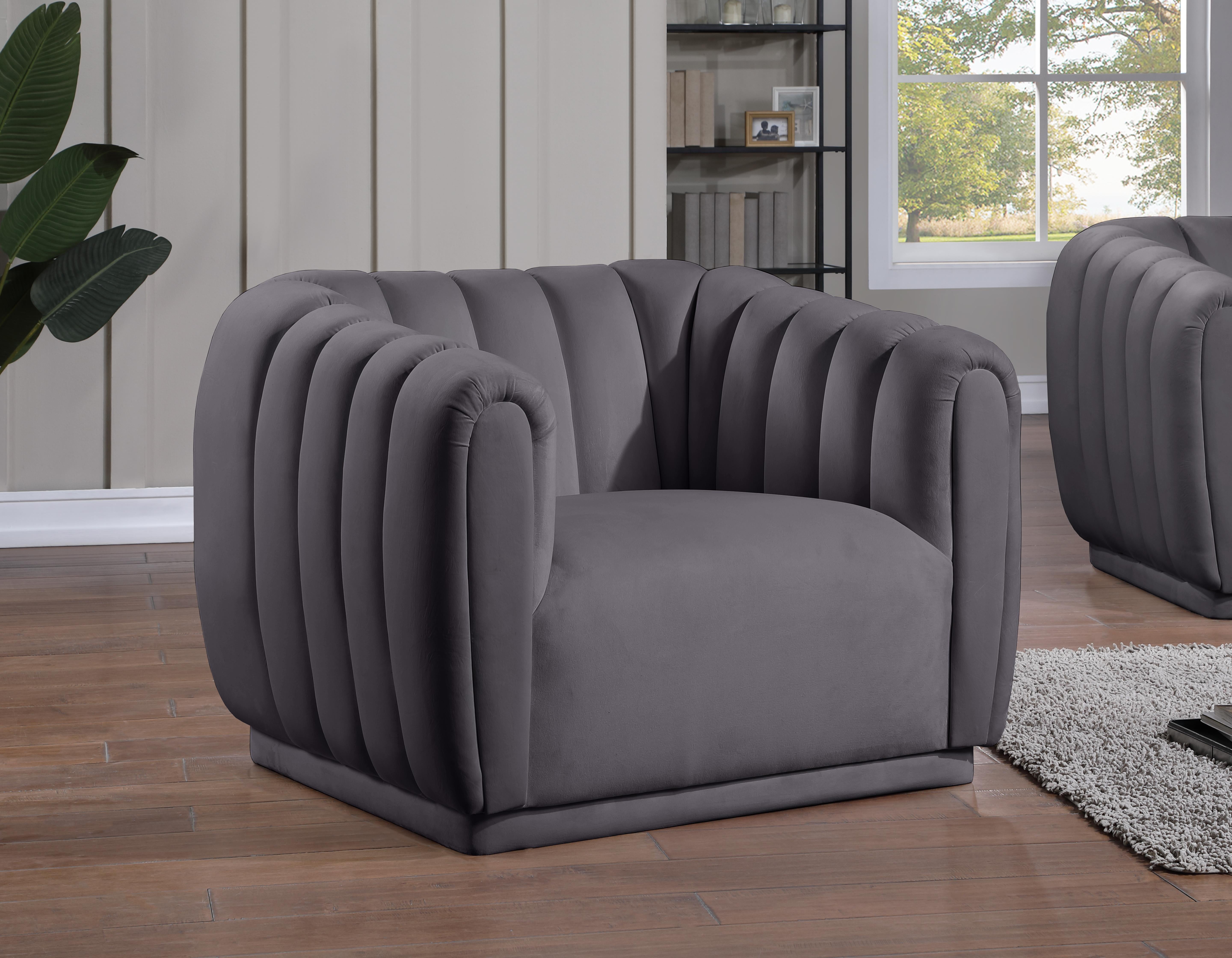Dixie Grey Velvet Chair - Luxury Home Furniture (MI)