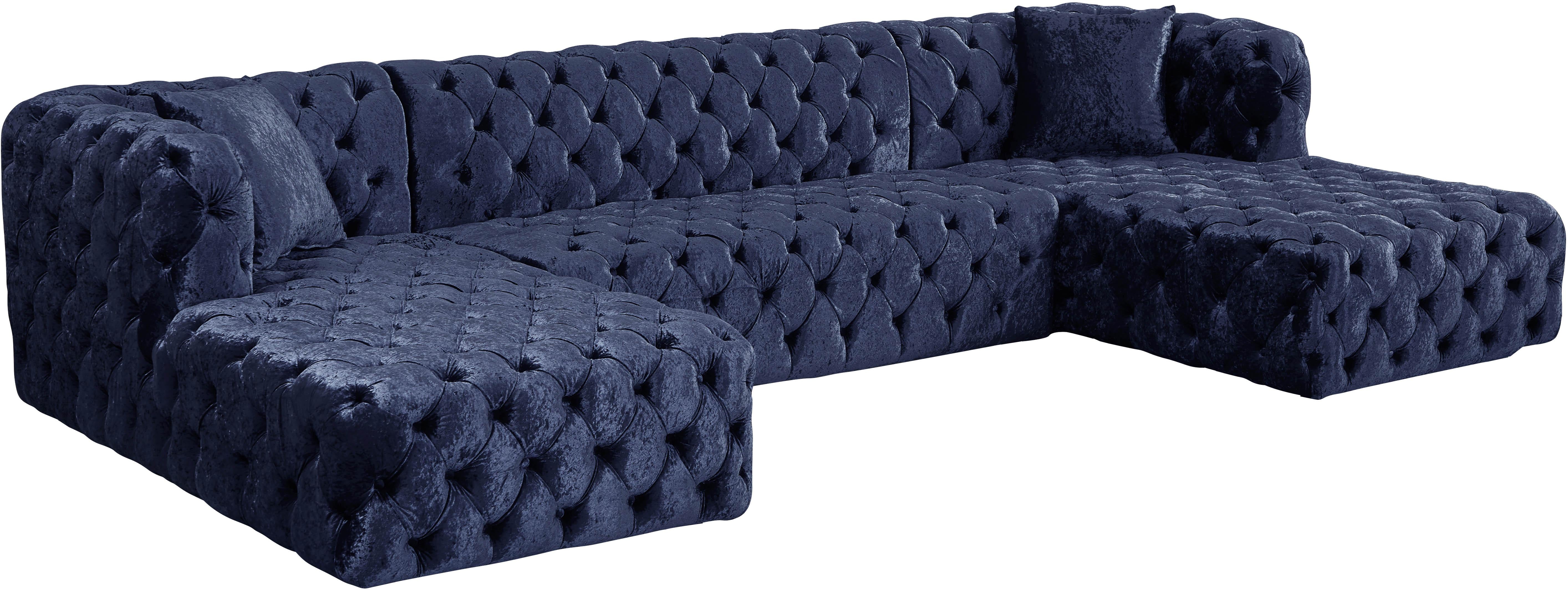 Coco Navy Velvet 3pc. Sectional (3 Boxes) - Luxury Home Furniture (MI)