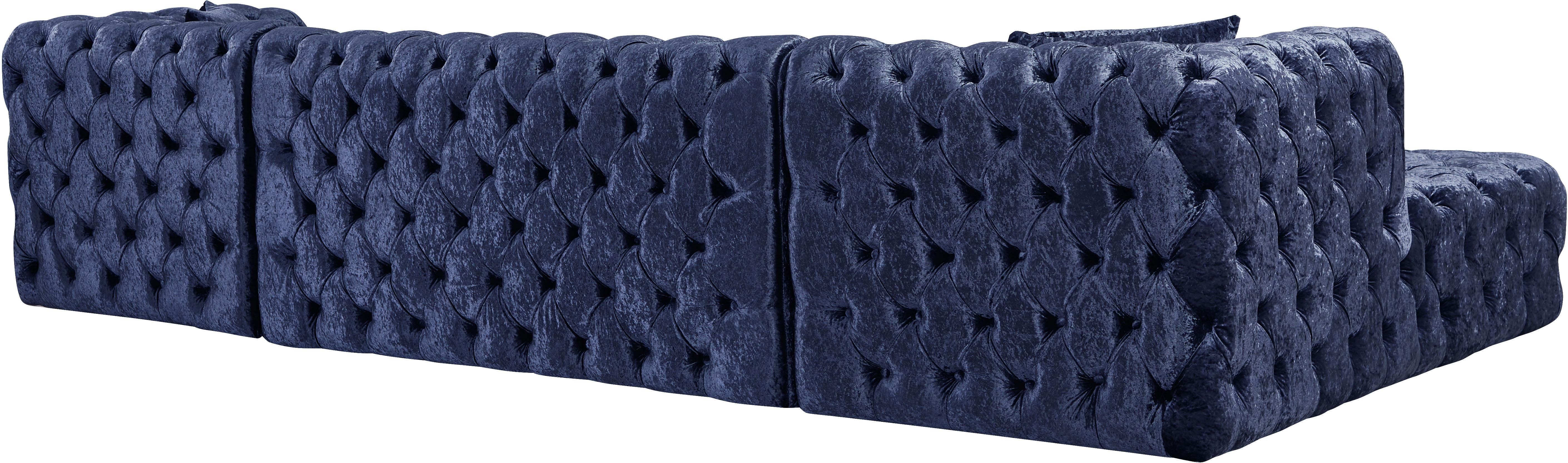 Coco Navy Velvet 3pc. Sectional (3 Boxes) - Luxury Home Furniture (MI)