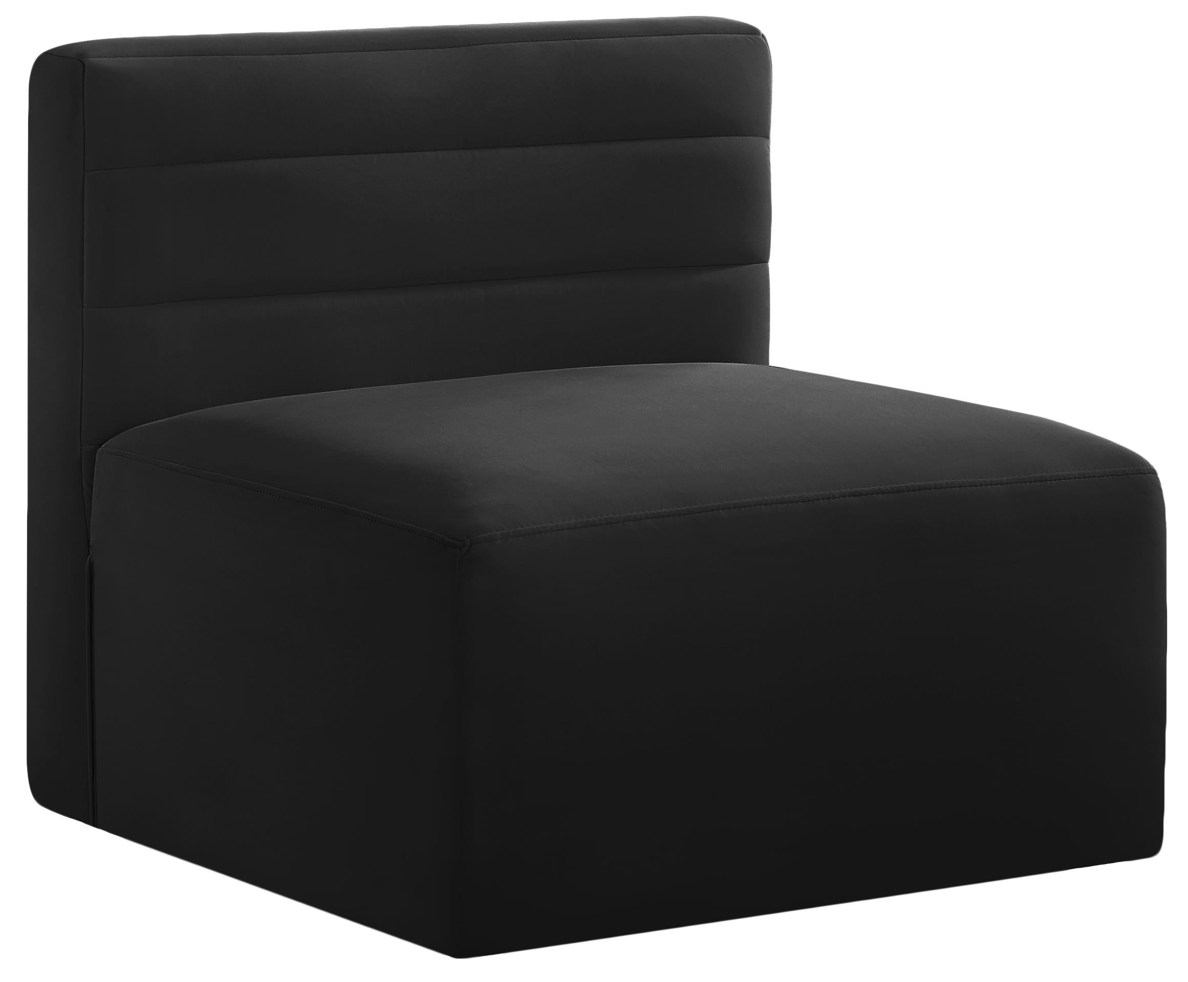 Quincy Black Velvet Modular Armless Chair - Luxury Home Furniture (MI)