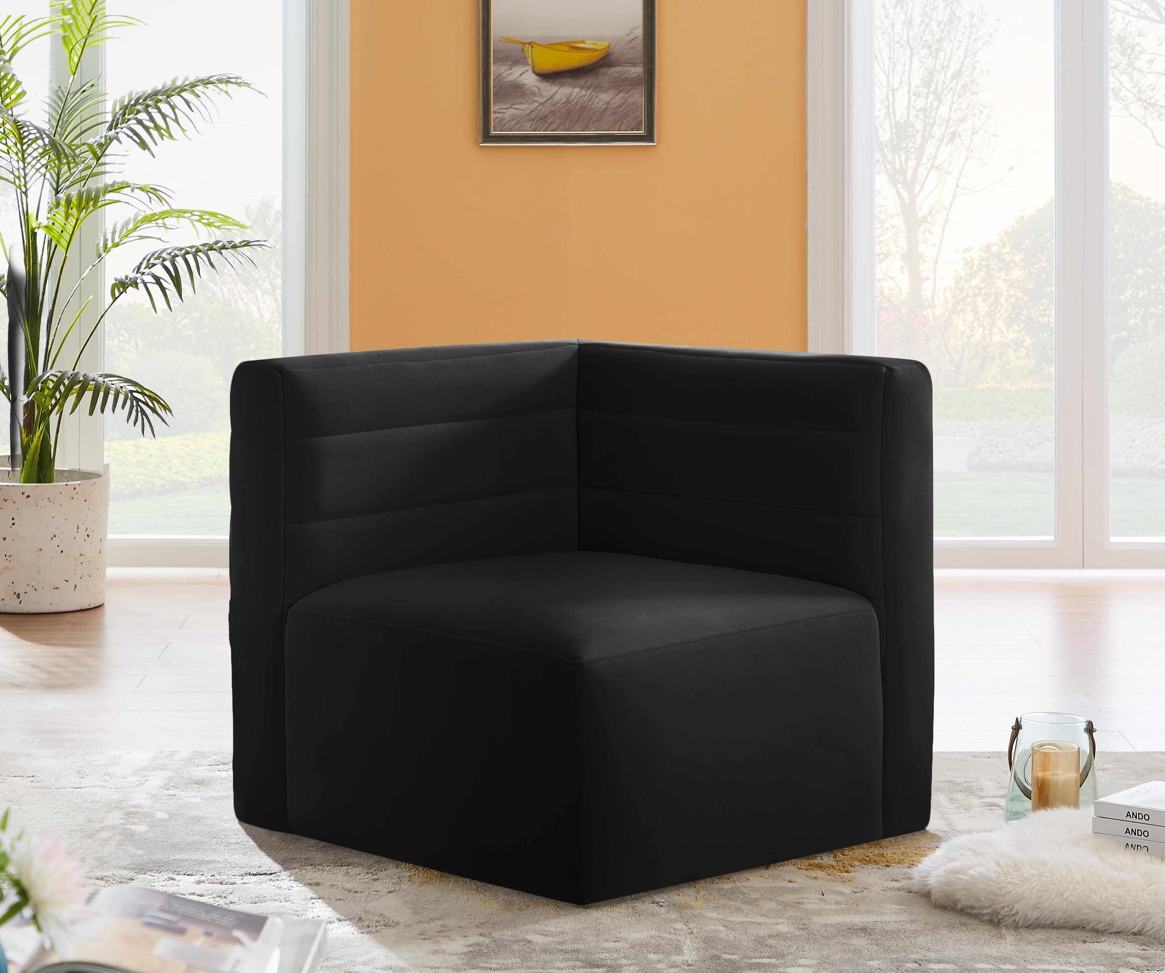 Quincy Black Velvet Modular Corner Chair - Luxury Home Furniture (MI)
