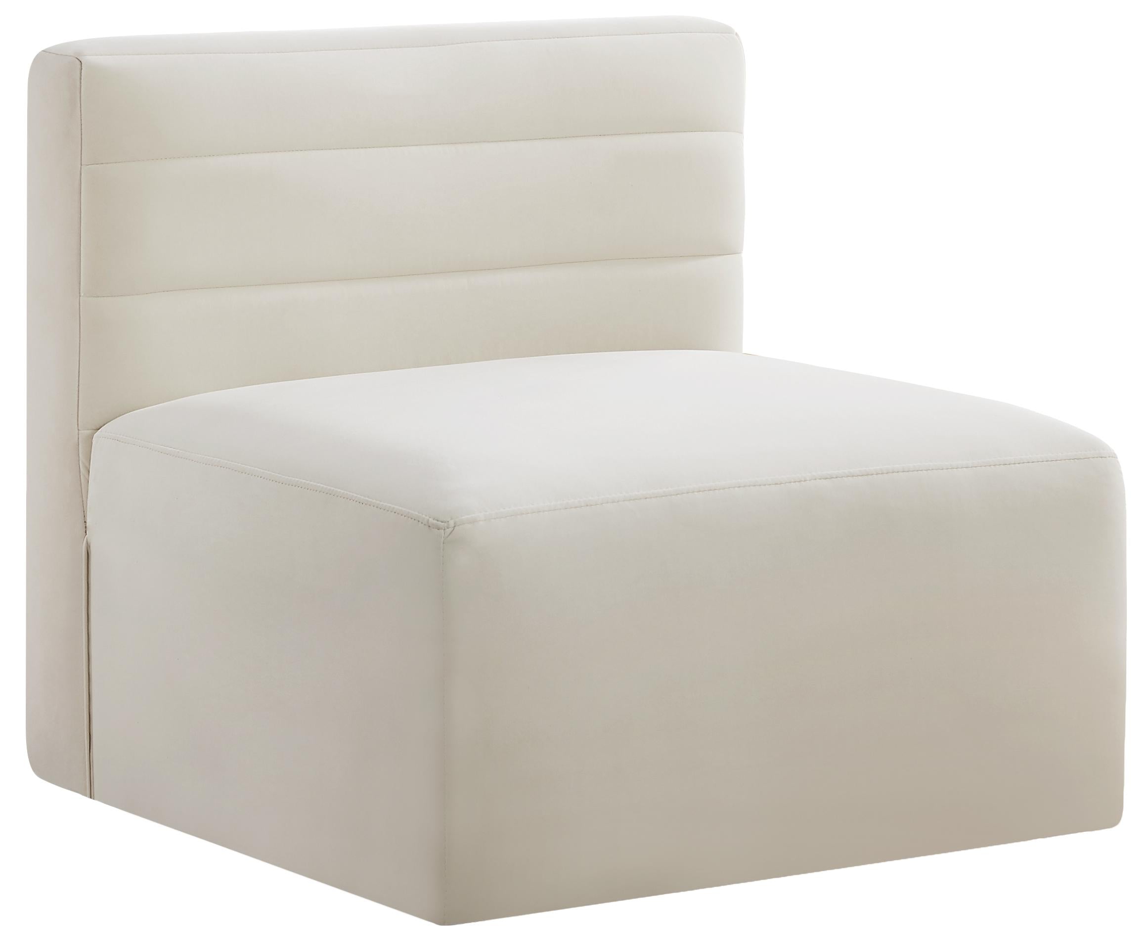 Quincy Cream Velvet Modular Armless Chair - Luxury Home Furniture (MI)