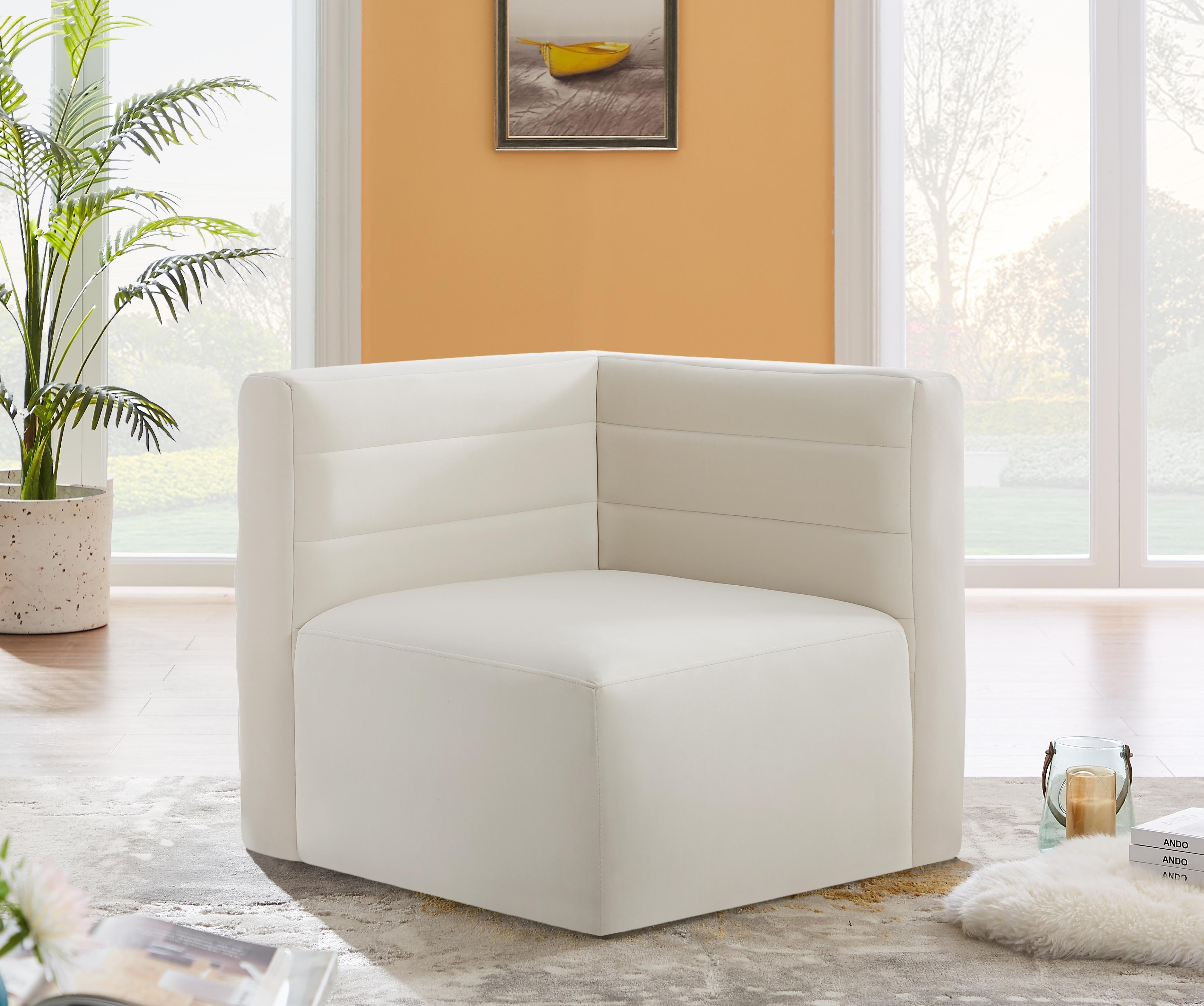Quincy Cream Velvet Modular Corner Chair - Luxury Home Furniture (MI)