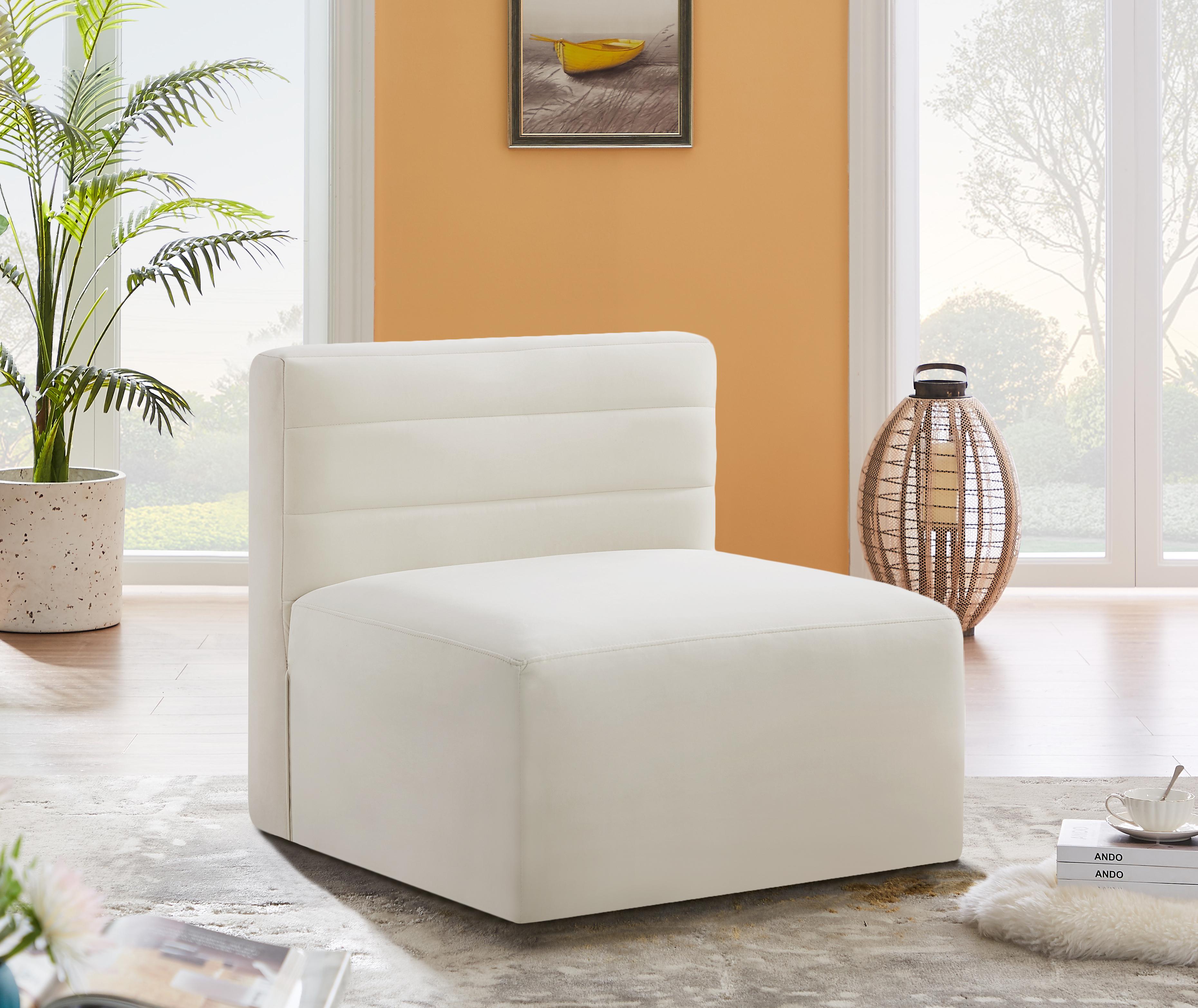 Quincy Cream Velvet Modular Armless Chair - Luxury Home Furniture (MI)