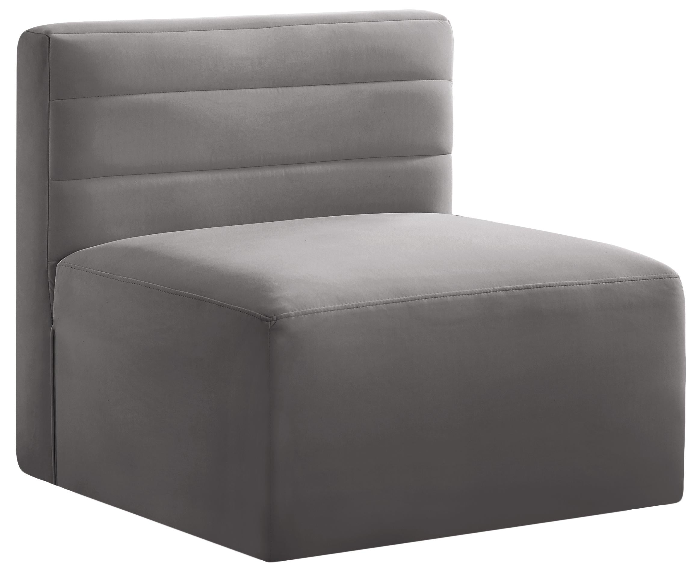 Quincy Grey Velvet Modular Armless Chair - Luxury Home Furniture (MI)
