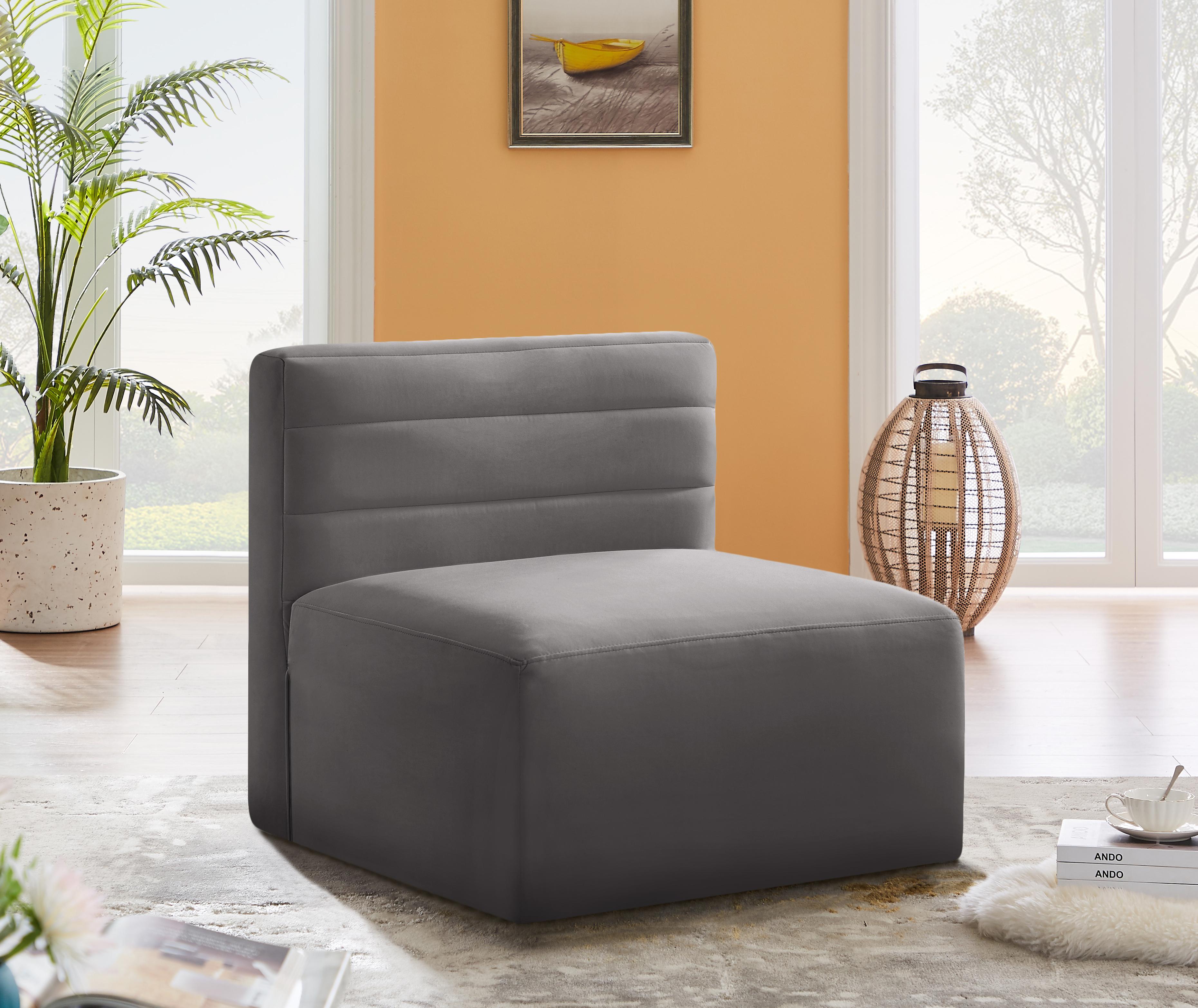 Quincy Grey Velvet Modular Armless Chair - Luxury Home Furniture (MI)