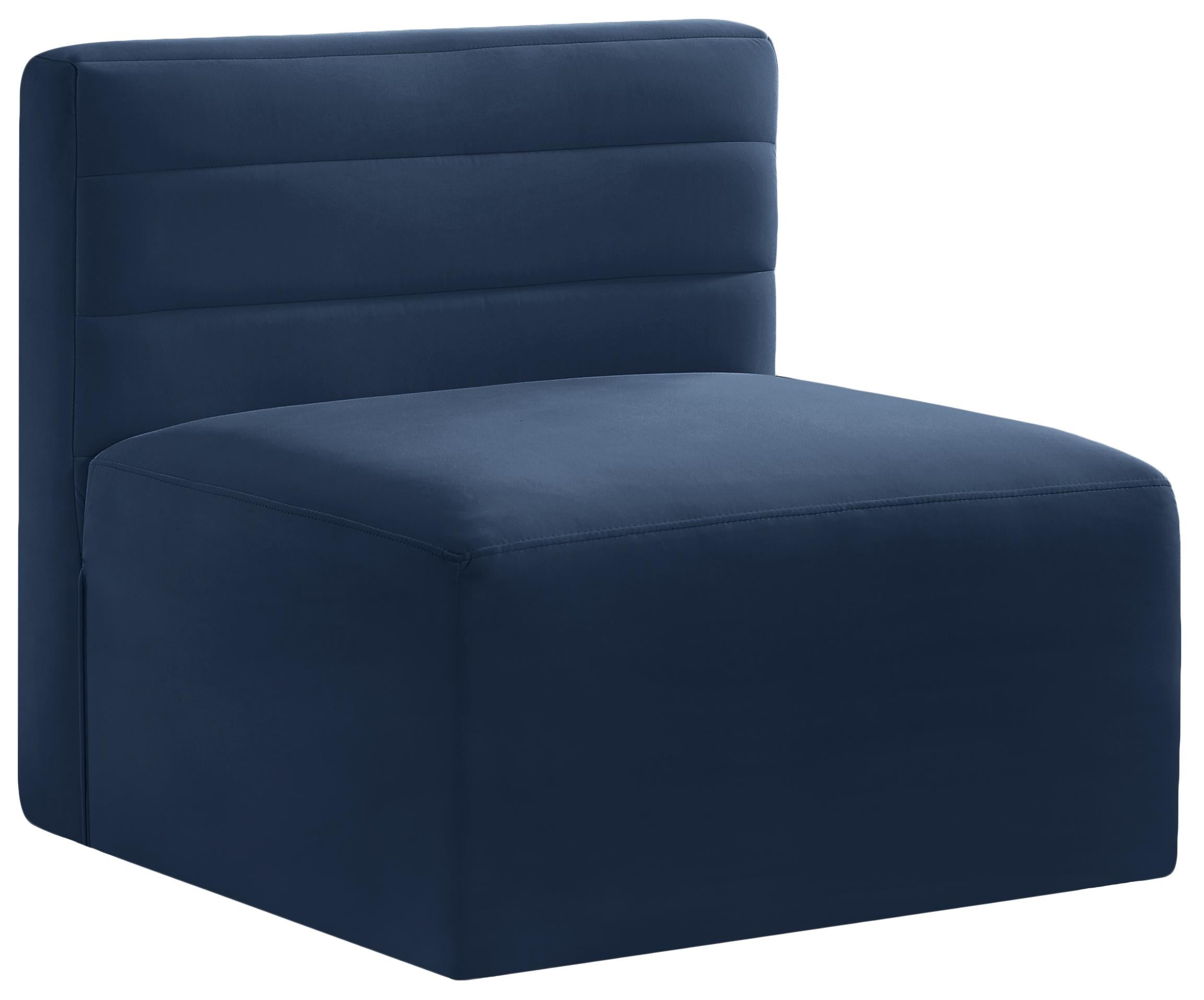 Quincy Navy Velvet Modular Armless Chair - Luxury Home Furniture (MI)