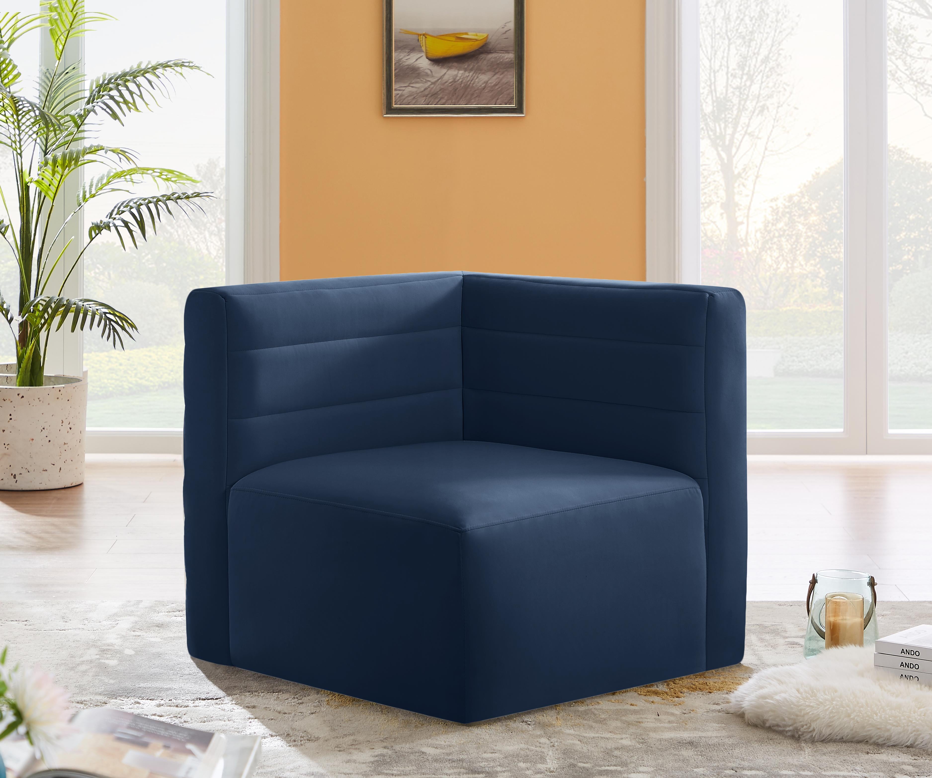 Quincy Navy Velvet Modular Corner Chair - Luxury Home Furniture (MI)