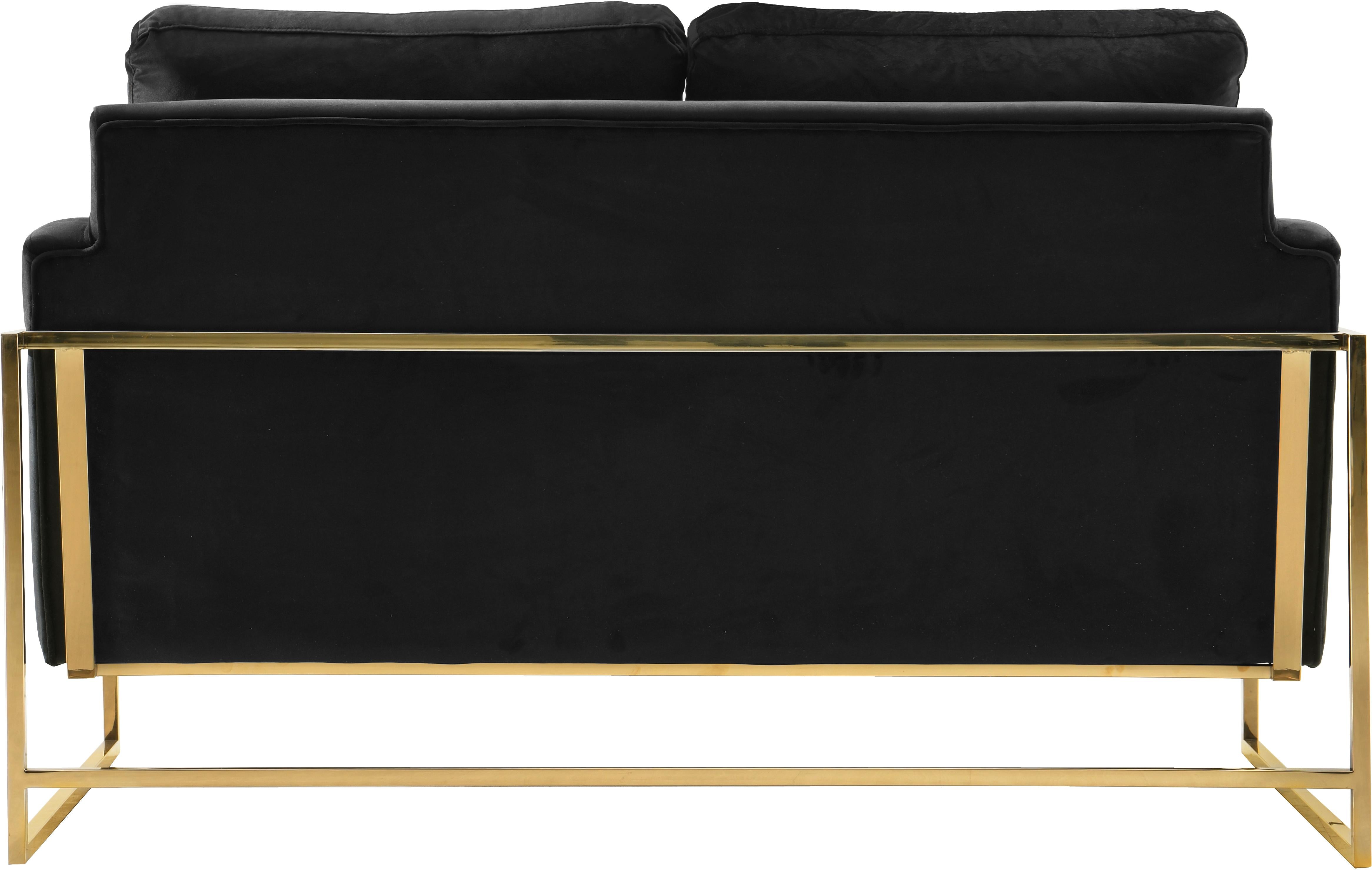 Mila Black Velvet Loveseat - Luxury Home Furniture (MI)