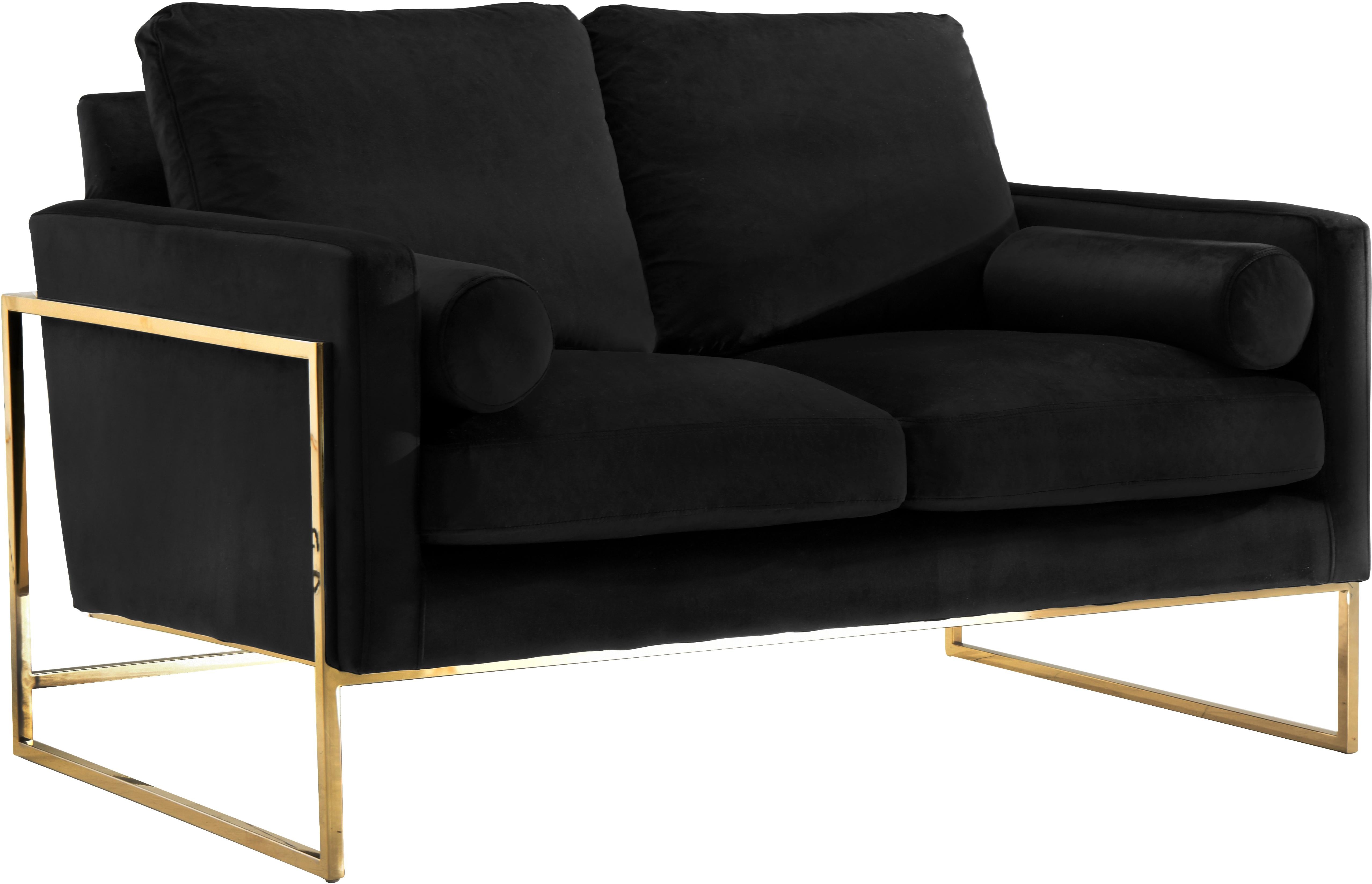 Mila Black Velvet Loveseat - Luxury Home Furniture (MI)