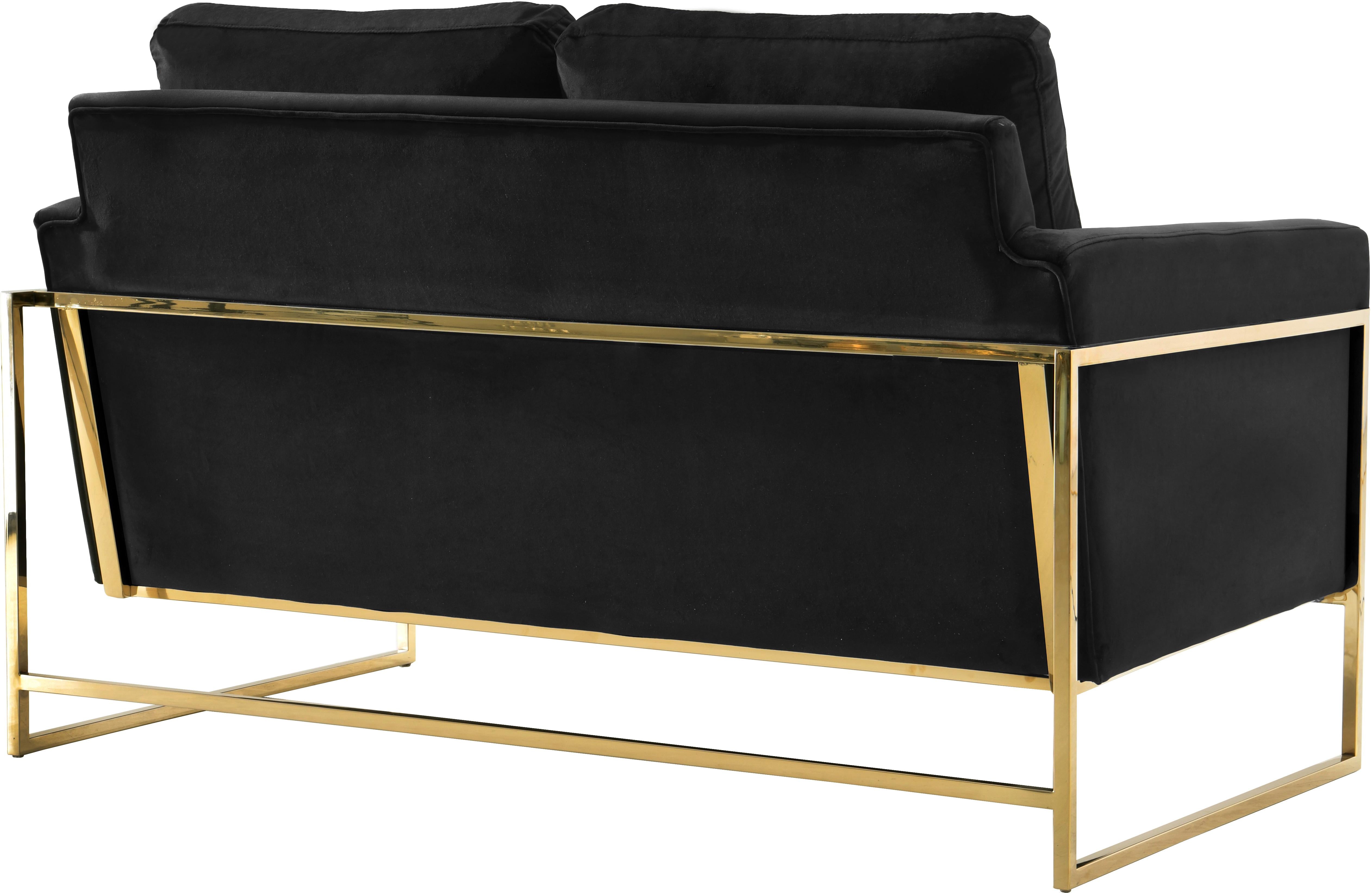 Mila Black Velvet Loveseat - Luxury Home Furniture (MI)