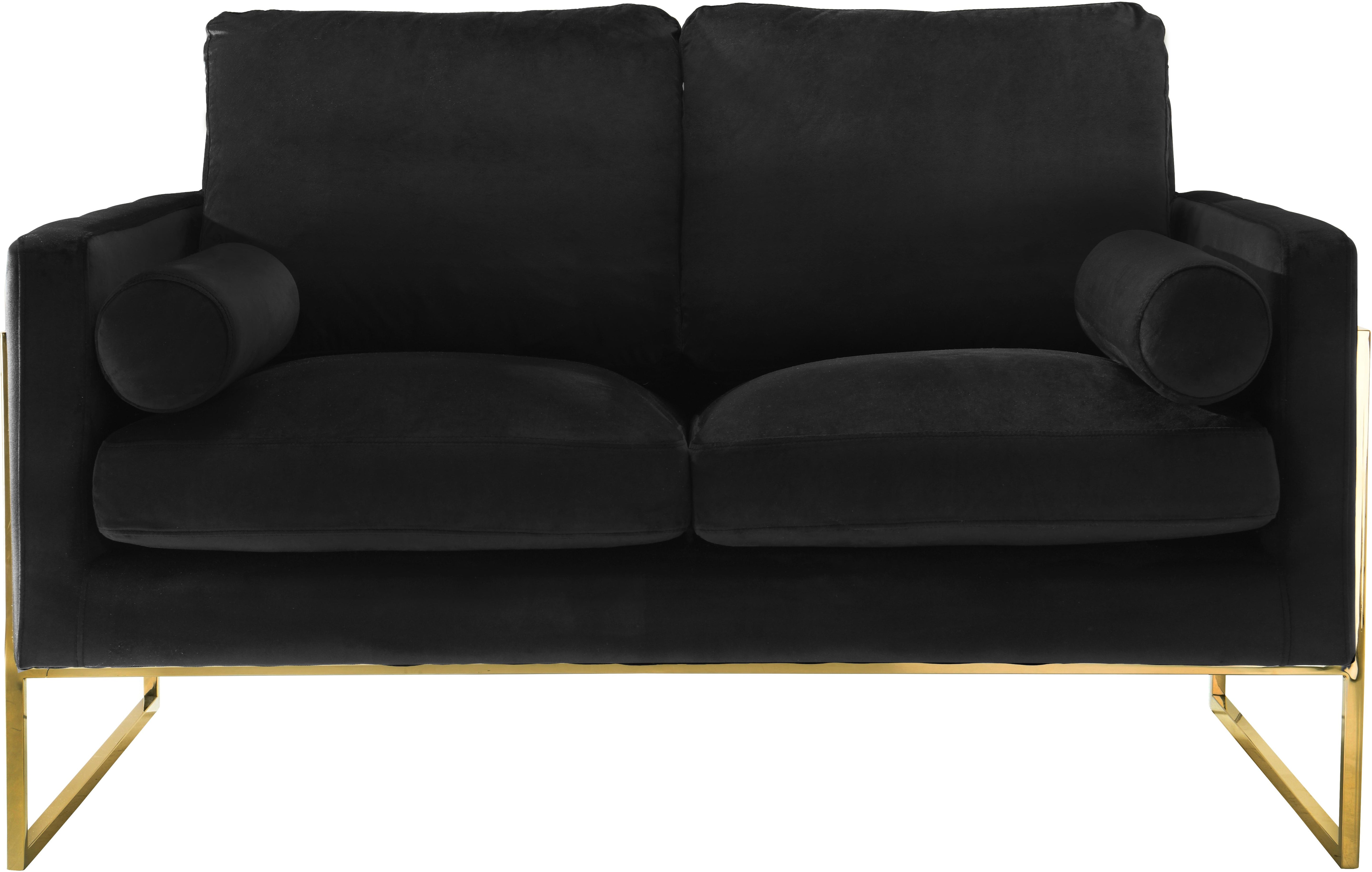 Mila Black Velvet Loveseat - Luxury Home Furniture (MI)