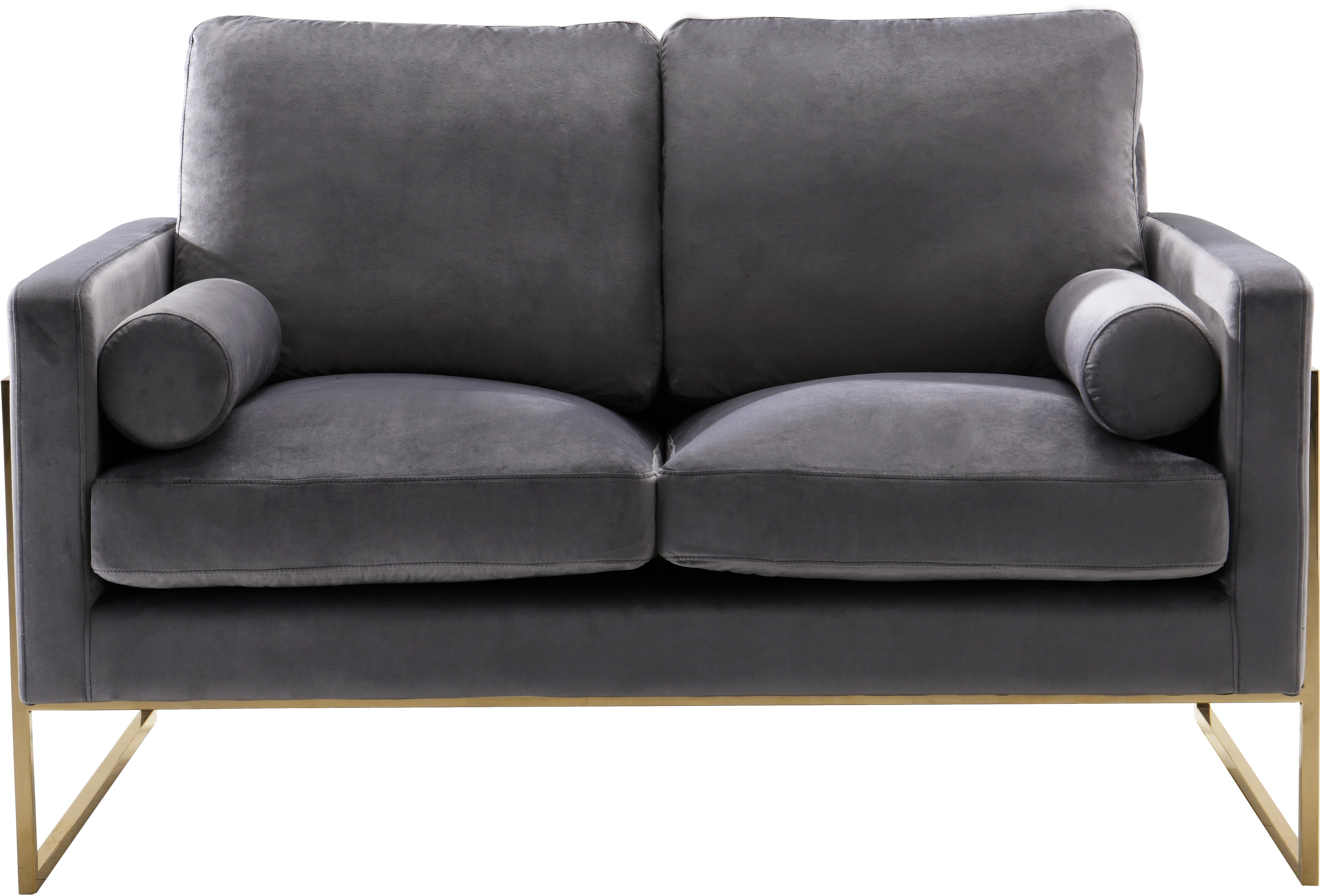 Mila Grey Velvet Loveseat - Luxury Home Furniture (MI)