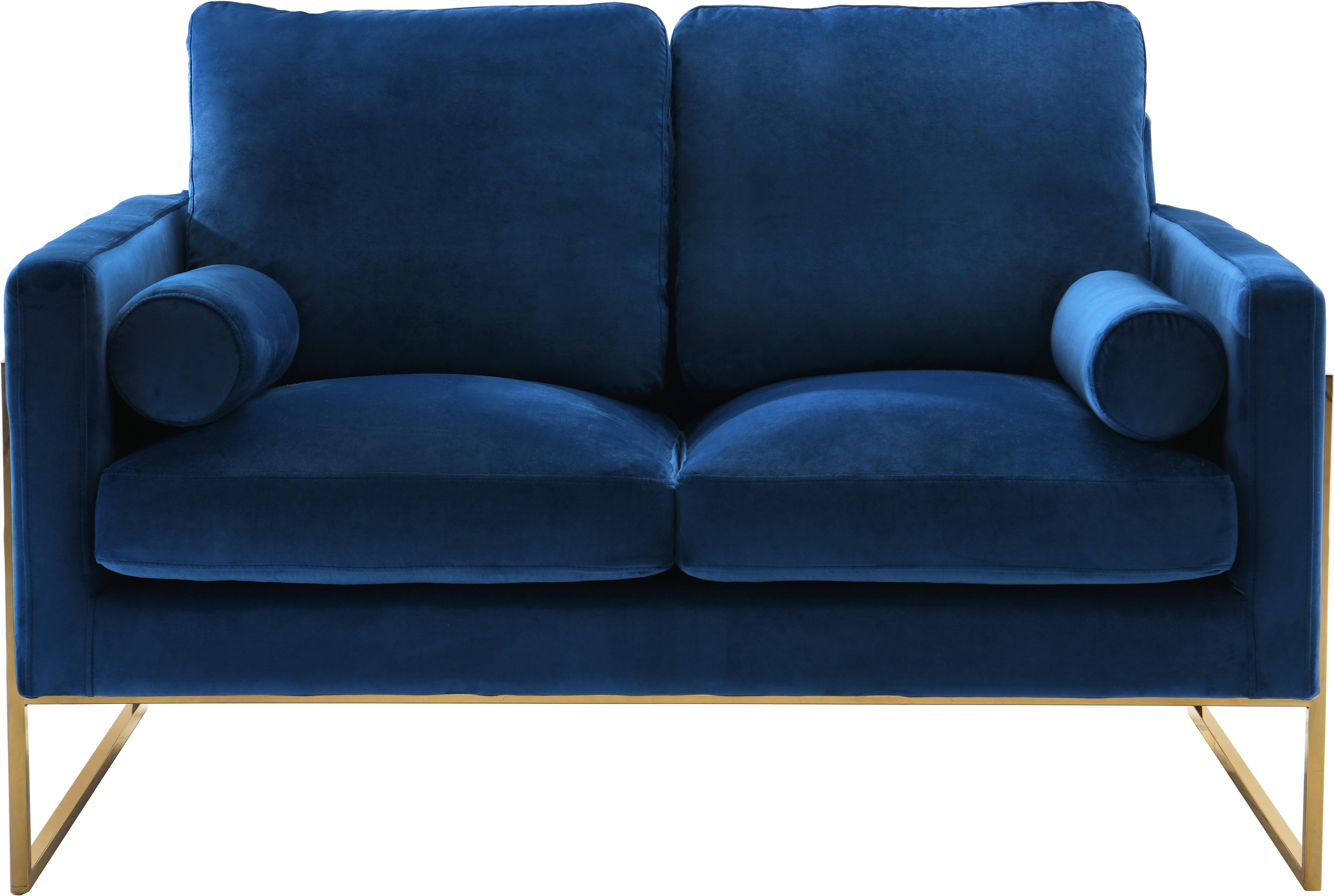 Mila Navy Velvet Loveseat - Luxury Home Furniture (MI)