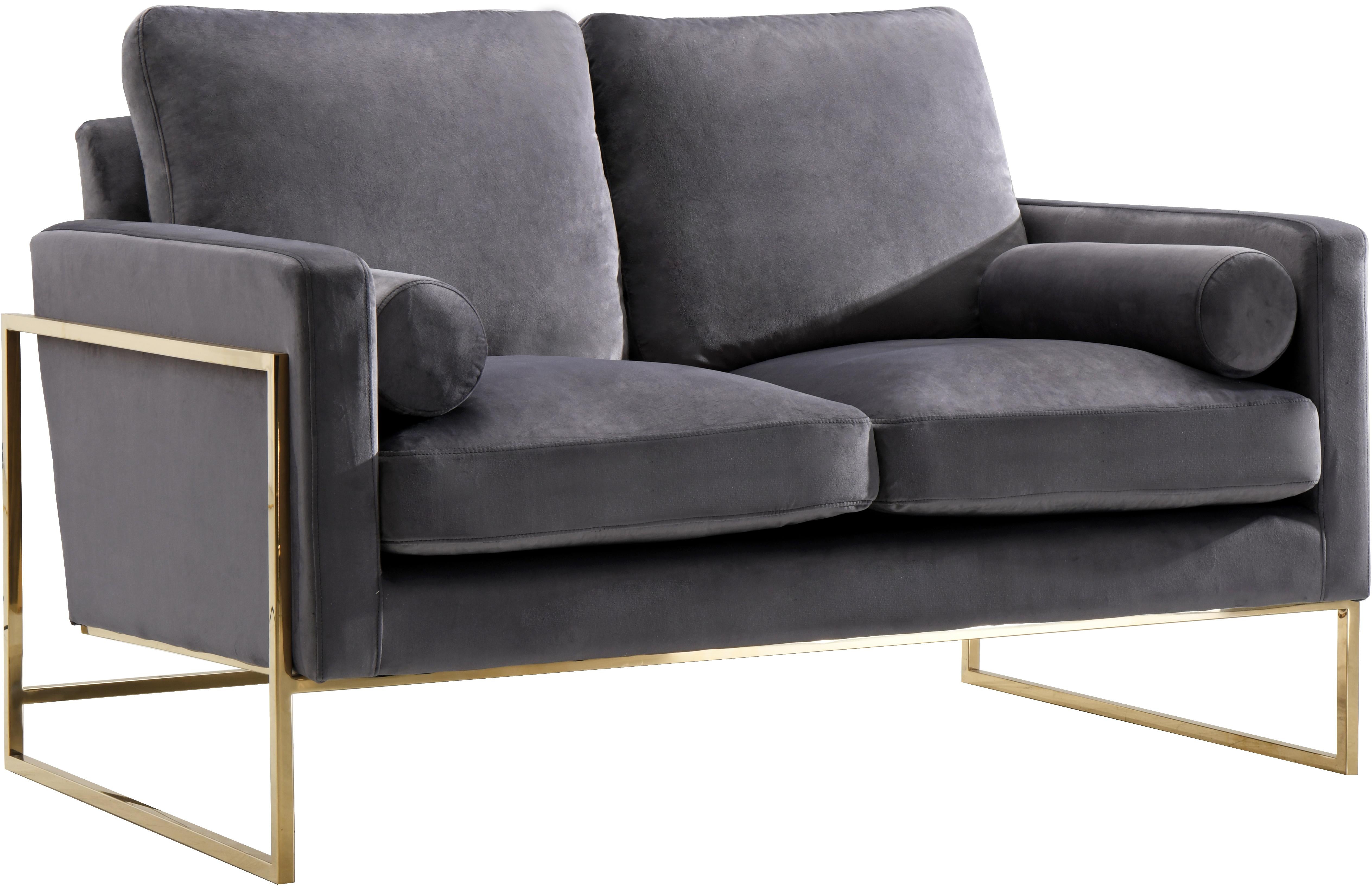 Mila Grey Velvet Loveseat - Luxury Home Furniture (MI)