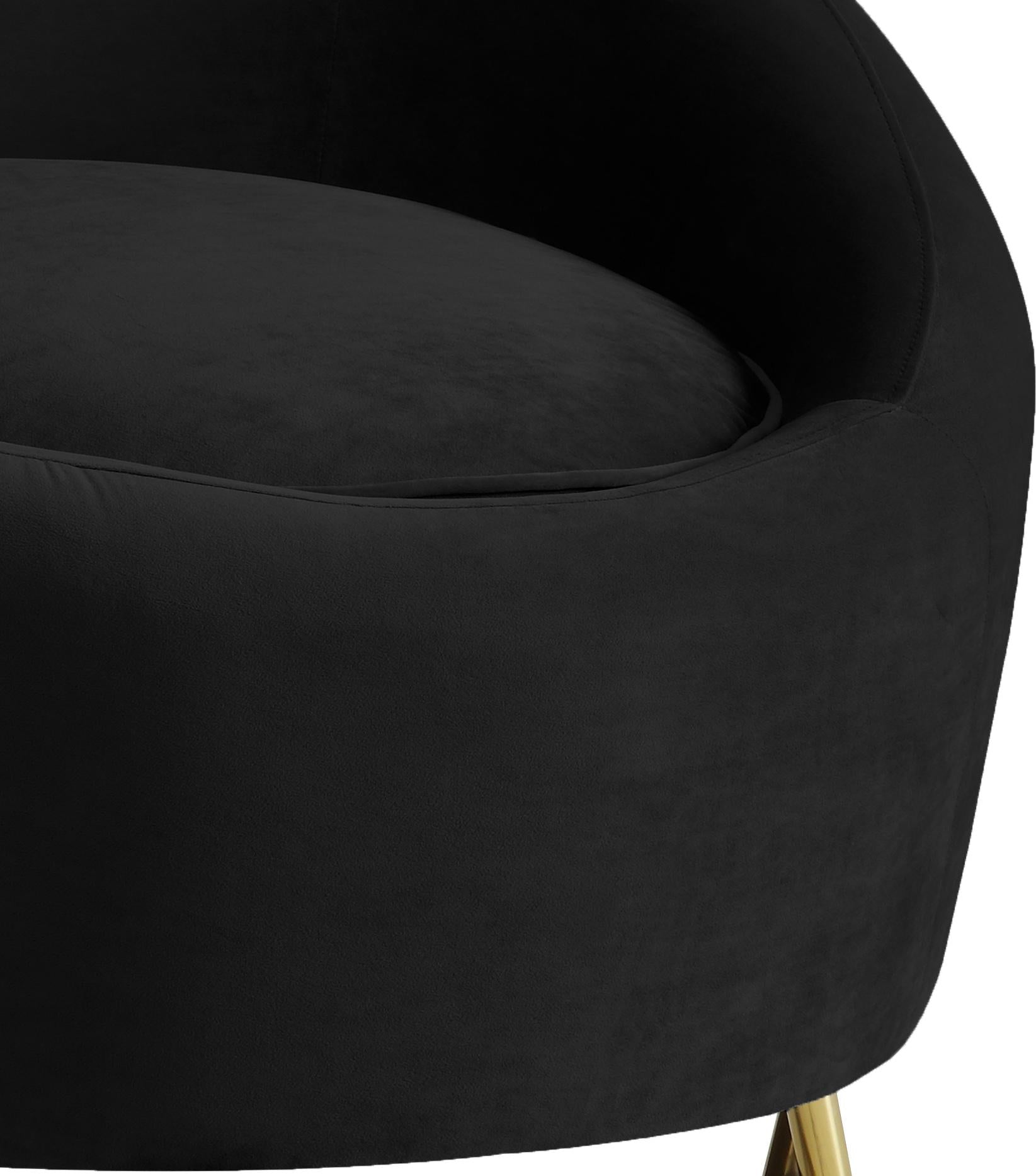 Serpentine Black Velvet Chair - Luxury Home Furniture (MI)