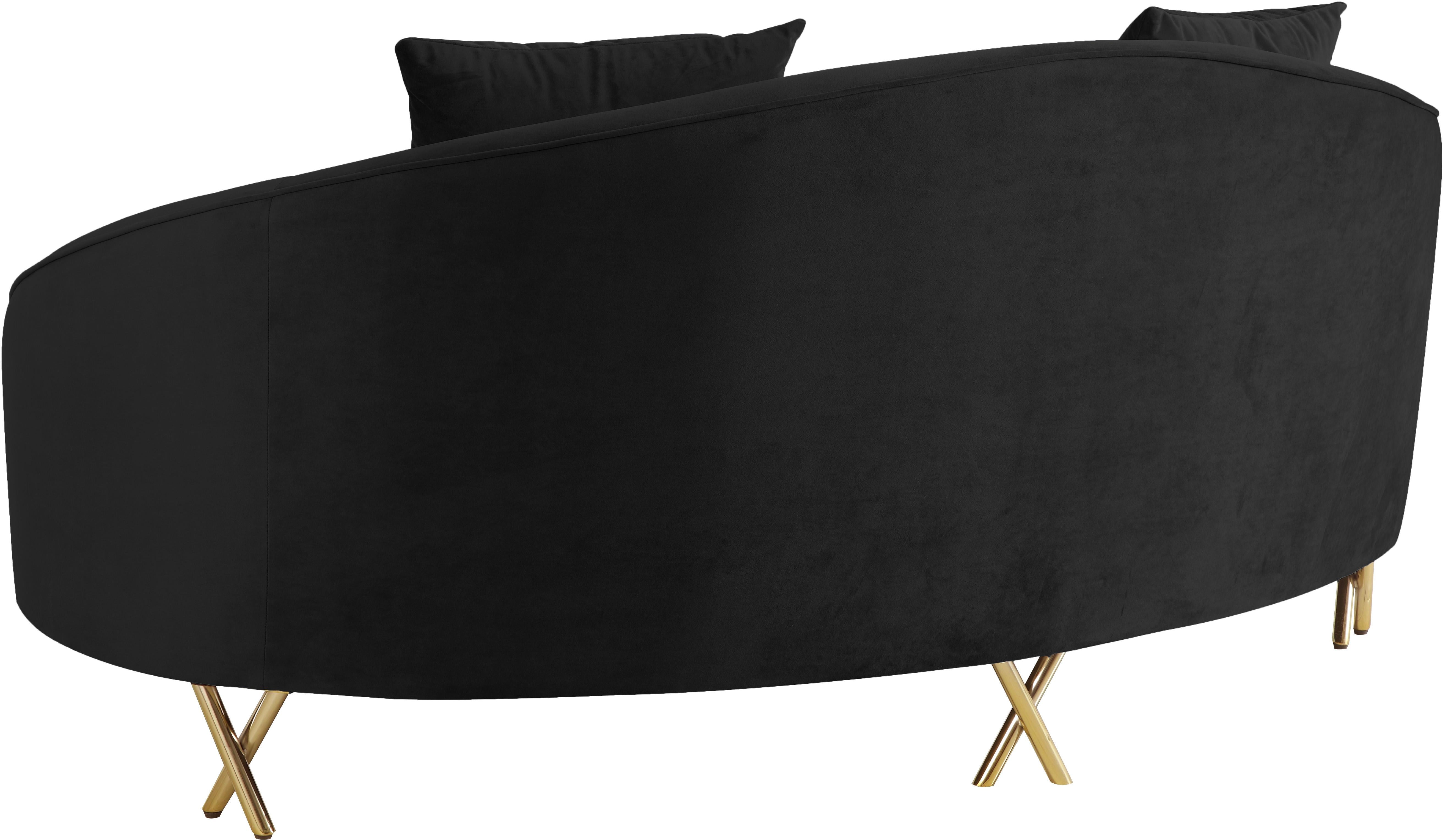 Serpentine Black Velvet Loveseat - Luxury Home Furniture (MI)