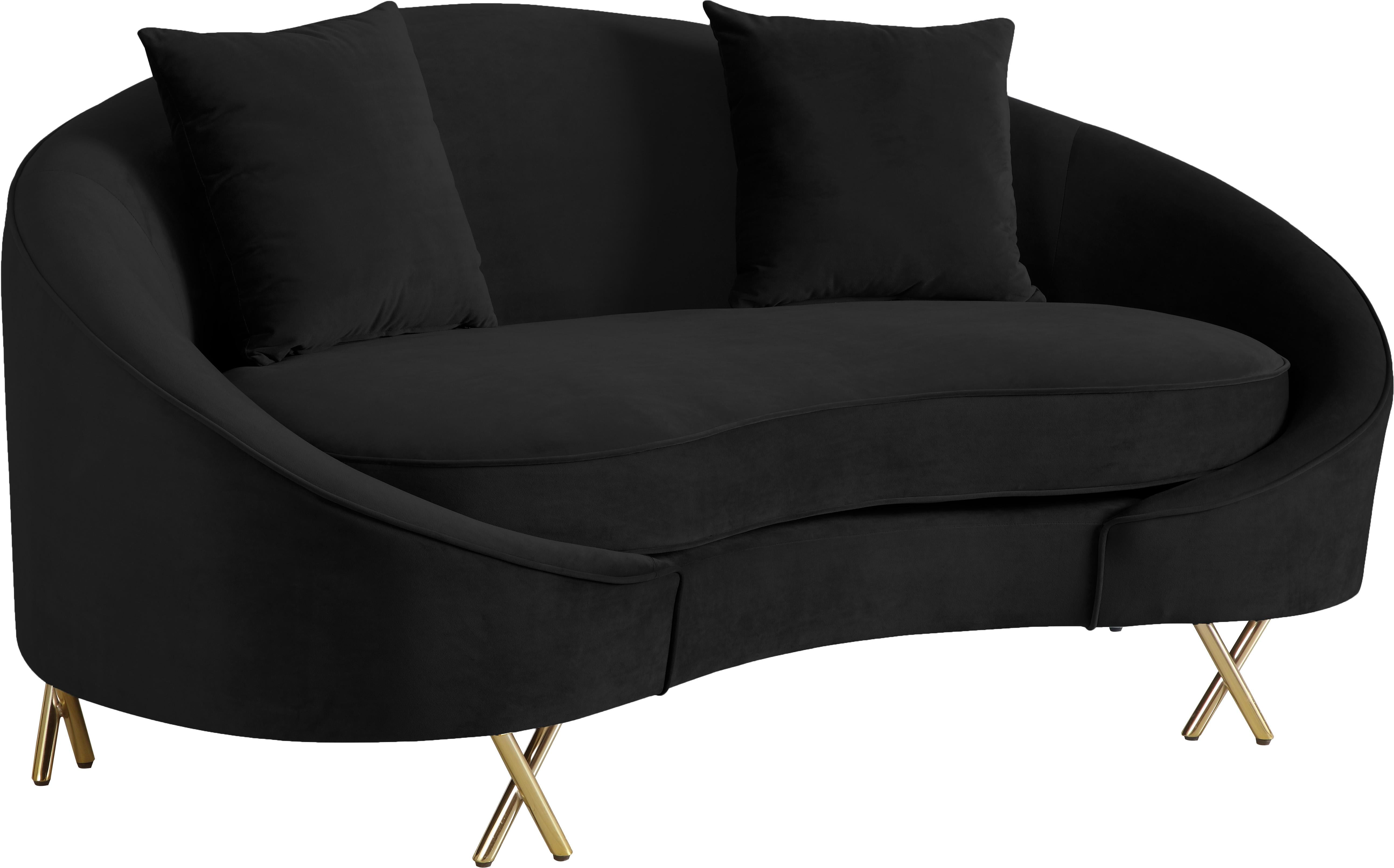 Serpentine Black Velvet Loveseat - Luxury Home Furniture (MI)
