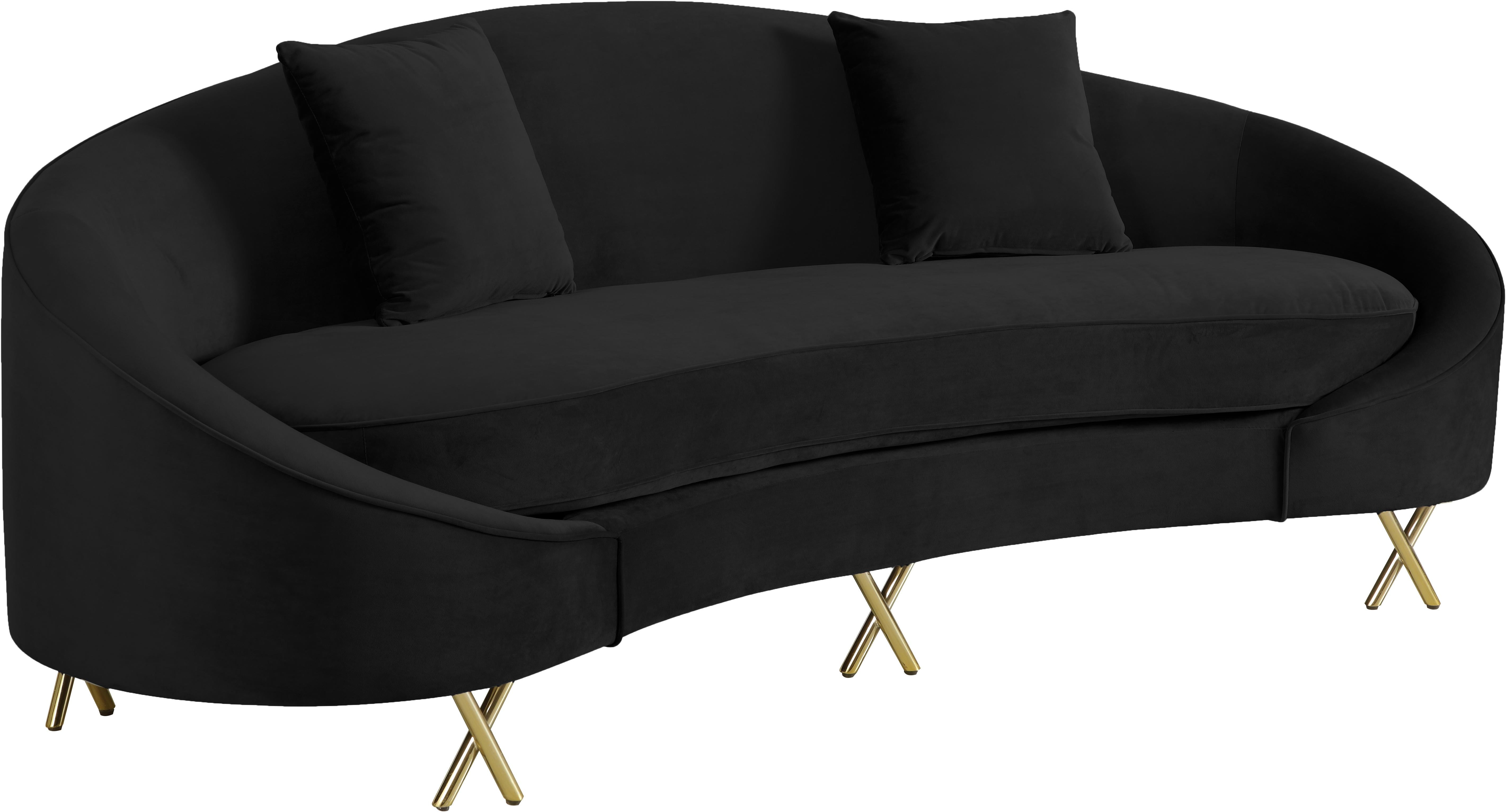 Serpentine Black Velvet Sofa - Luxury Home Furniture (MI)