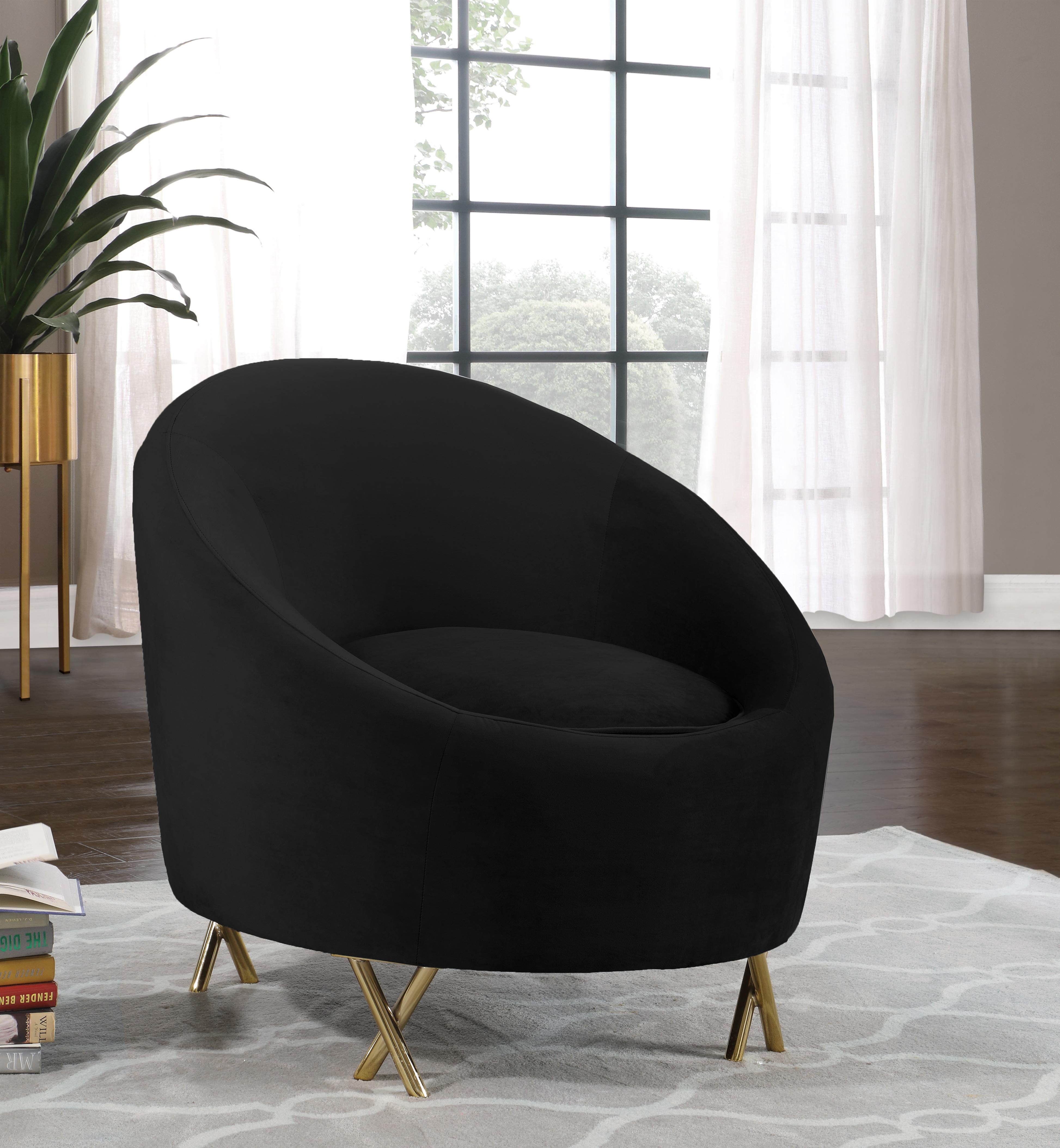 Serpentine Black Velvet Chair - Luxury Home Furniture (MI)