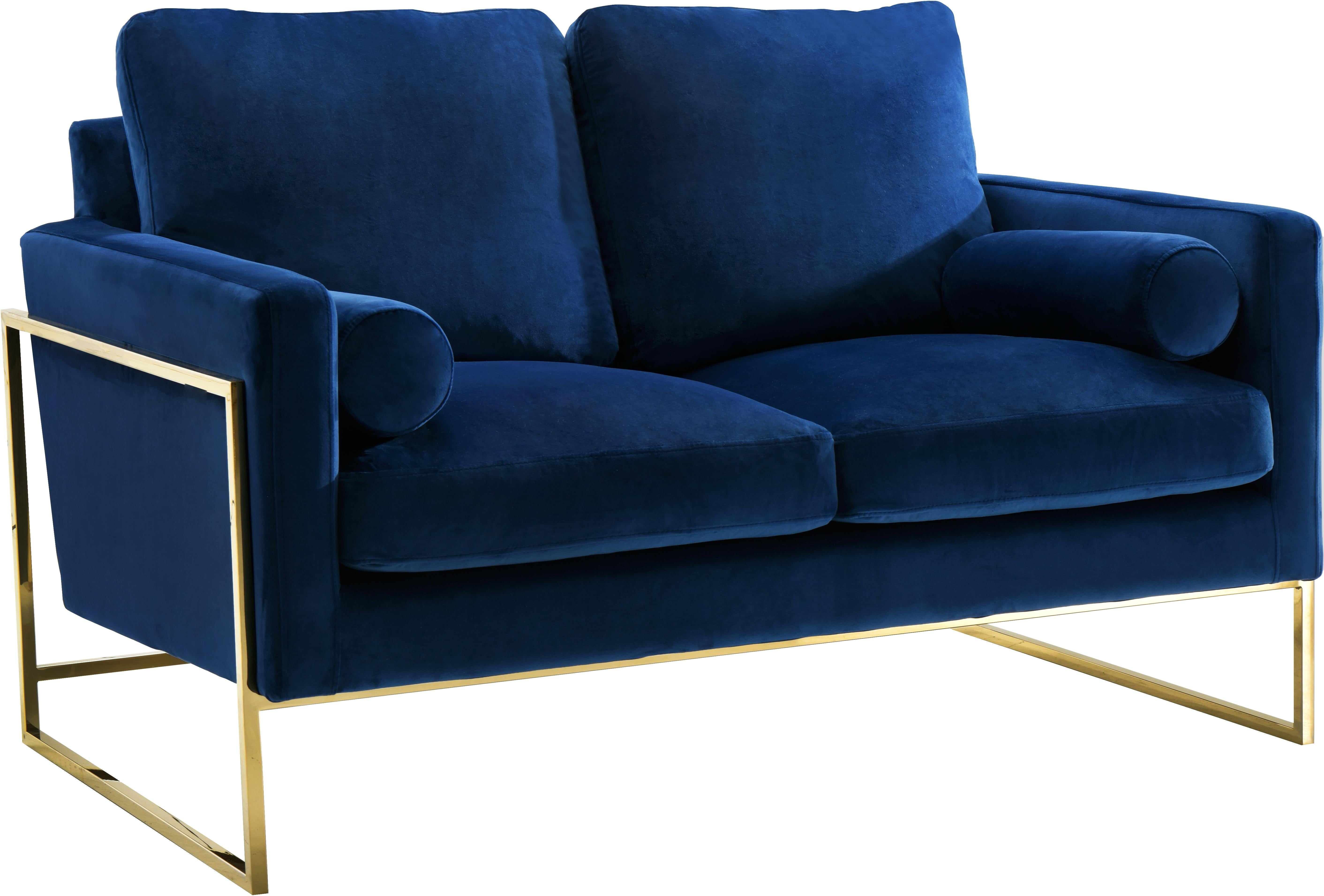Mila Navy Velvet Loveseat - Luxury Home Furniture (MI)