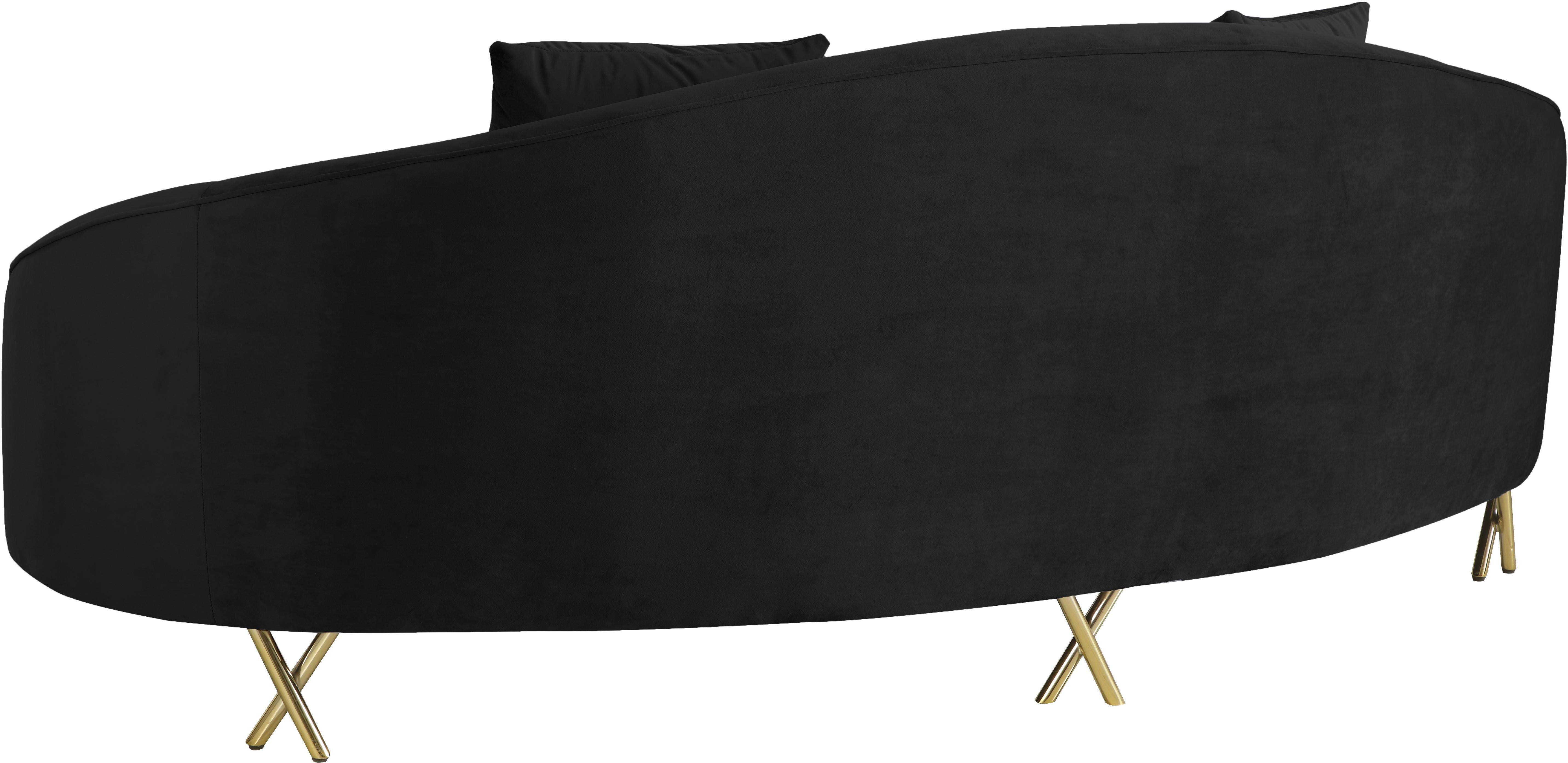 Serpentine Black Velvet Sofa - Luxury Home Furniture (MI)