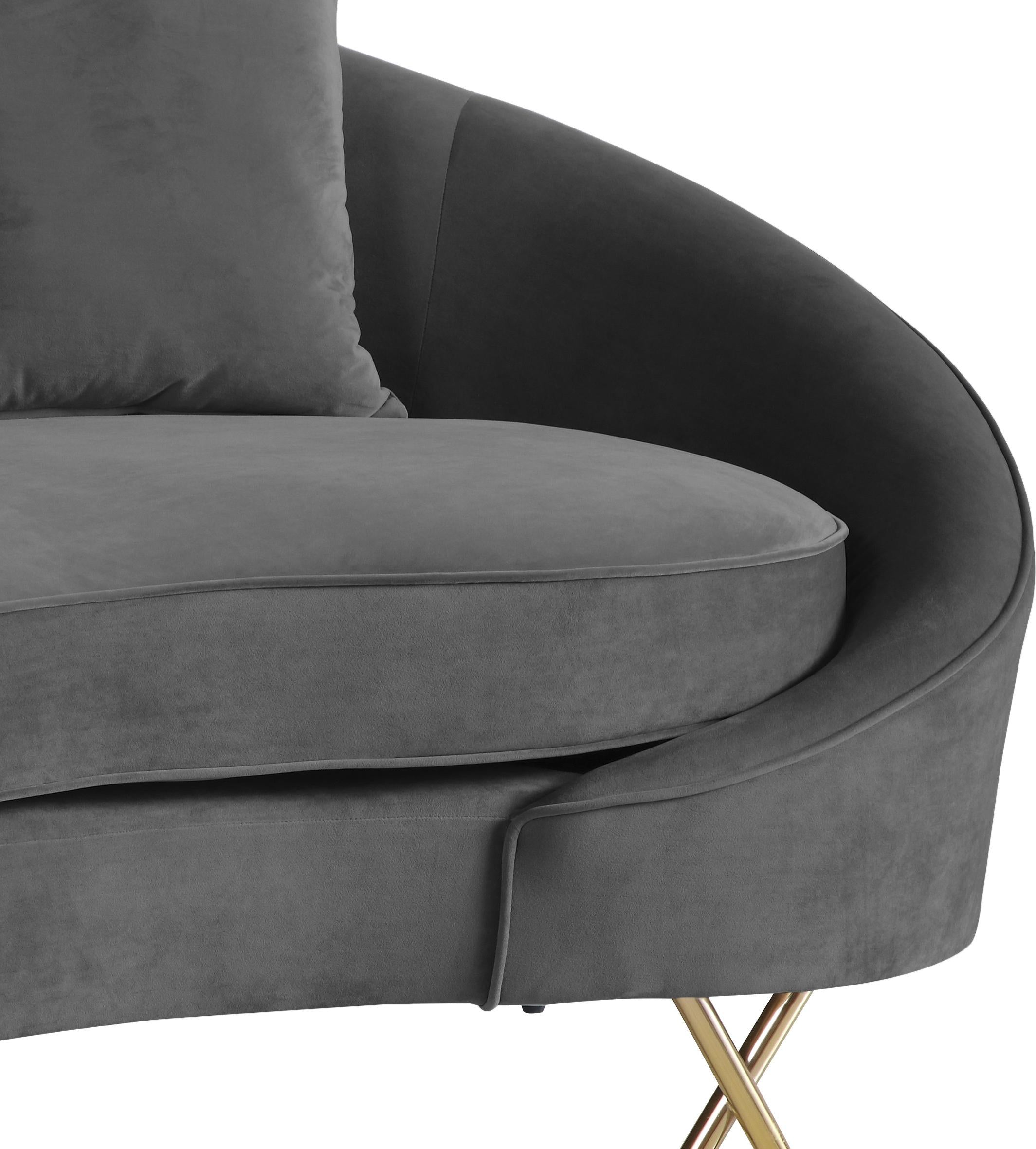 Serpentine Grey Velvet Sofa - Luxury Home Furniture (MI)