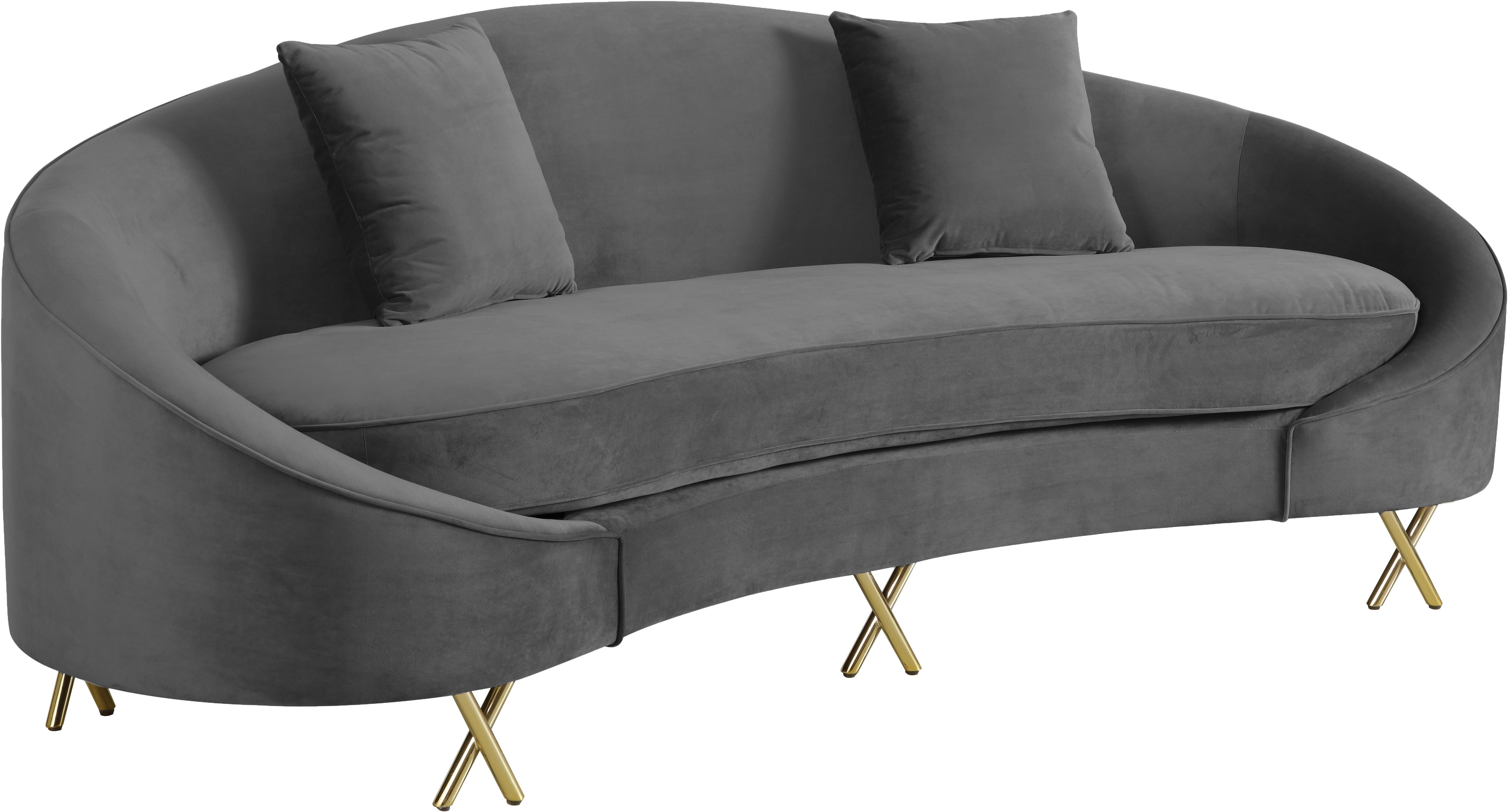 Serpentine Grey Velvet Sofa - Luxury Home Furniture (MI)