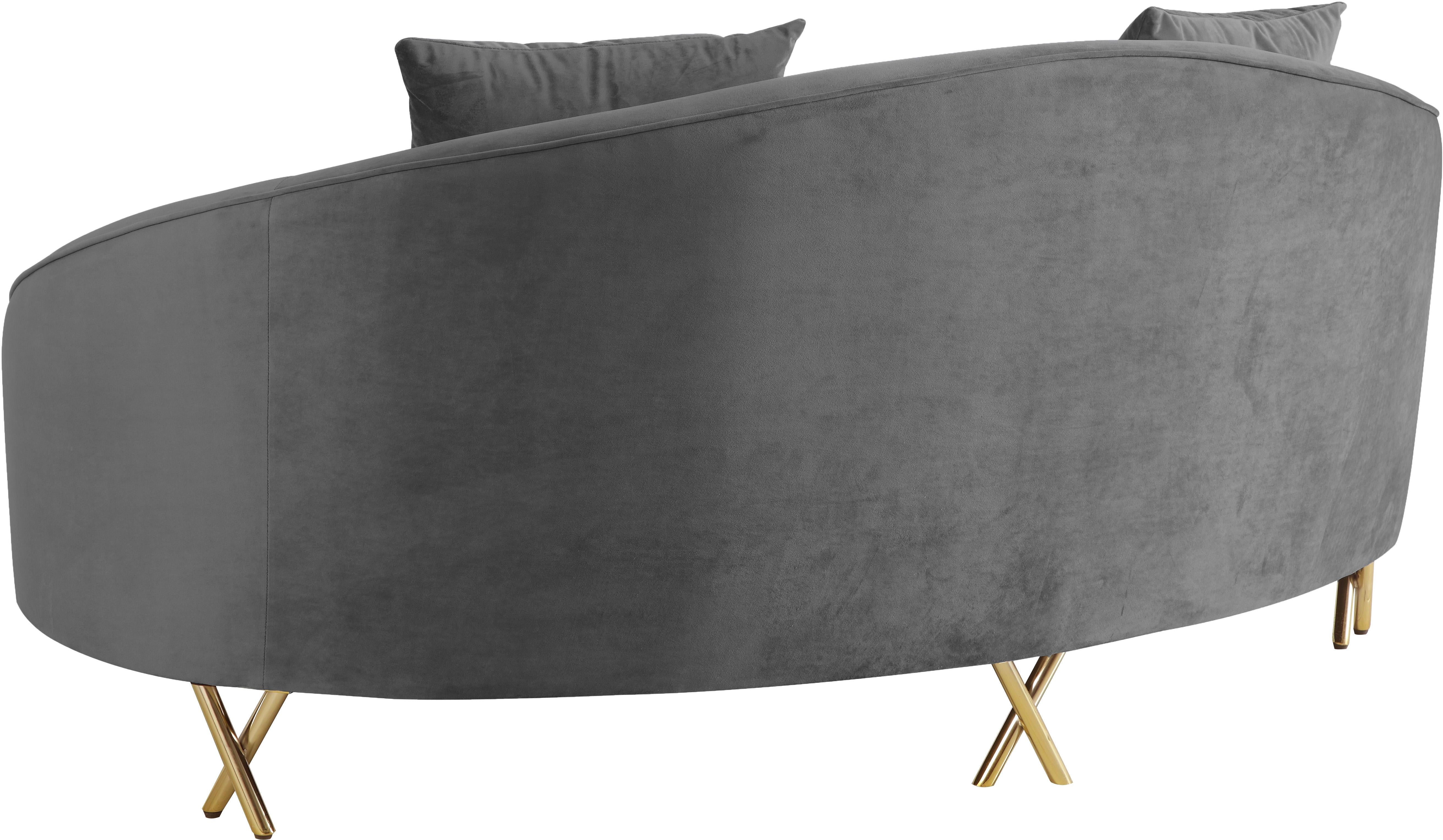 Serpentine Grey Velvet Loveseat - Luxury Home Furniture (MI)