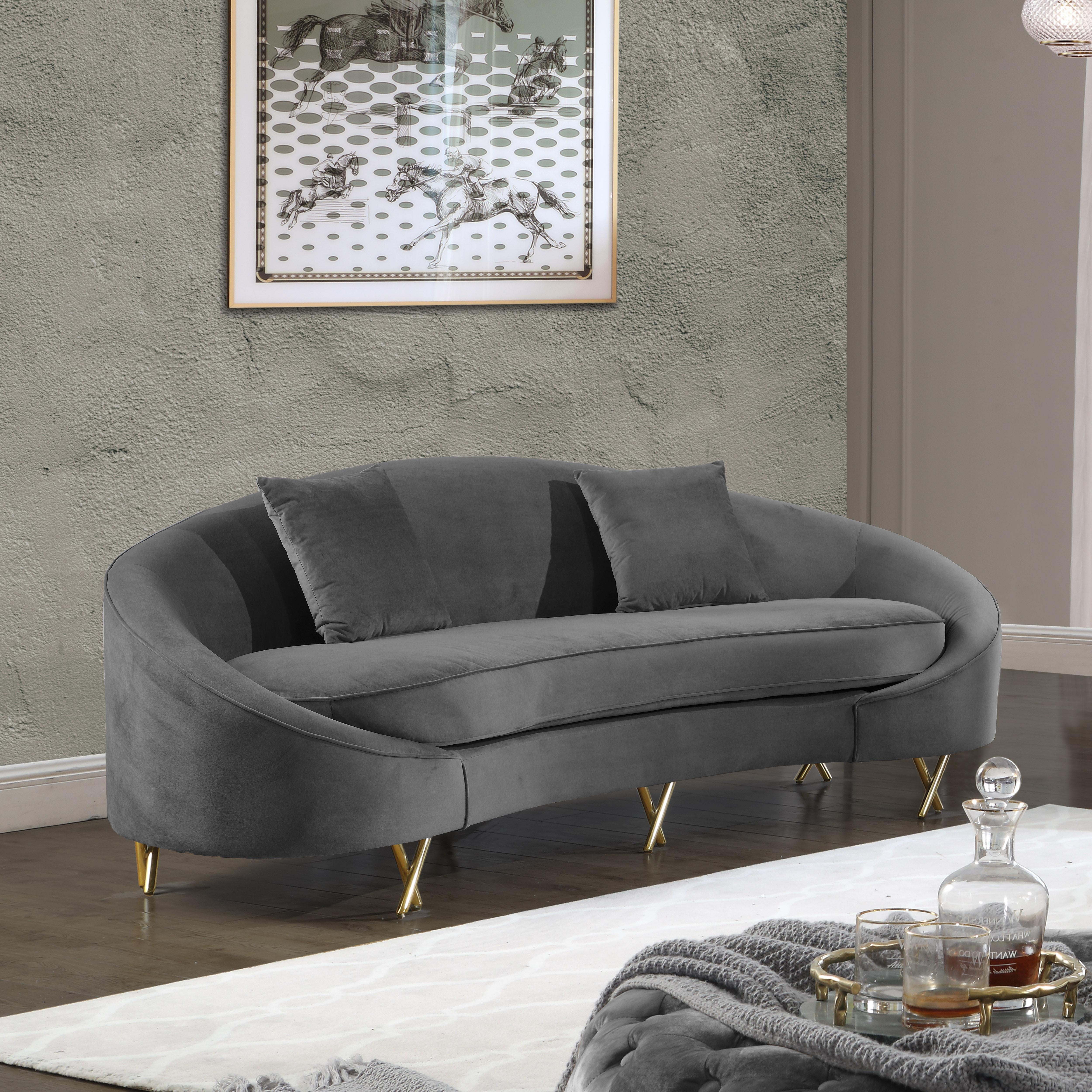 Serpentine Grey Velvet Sofa - Luxury Home Furniture (MI)