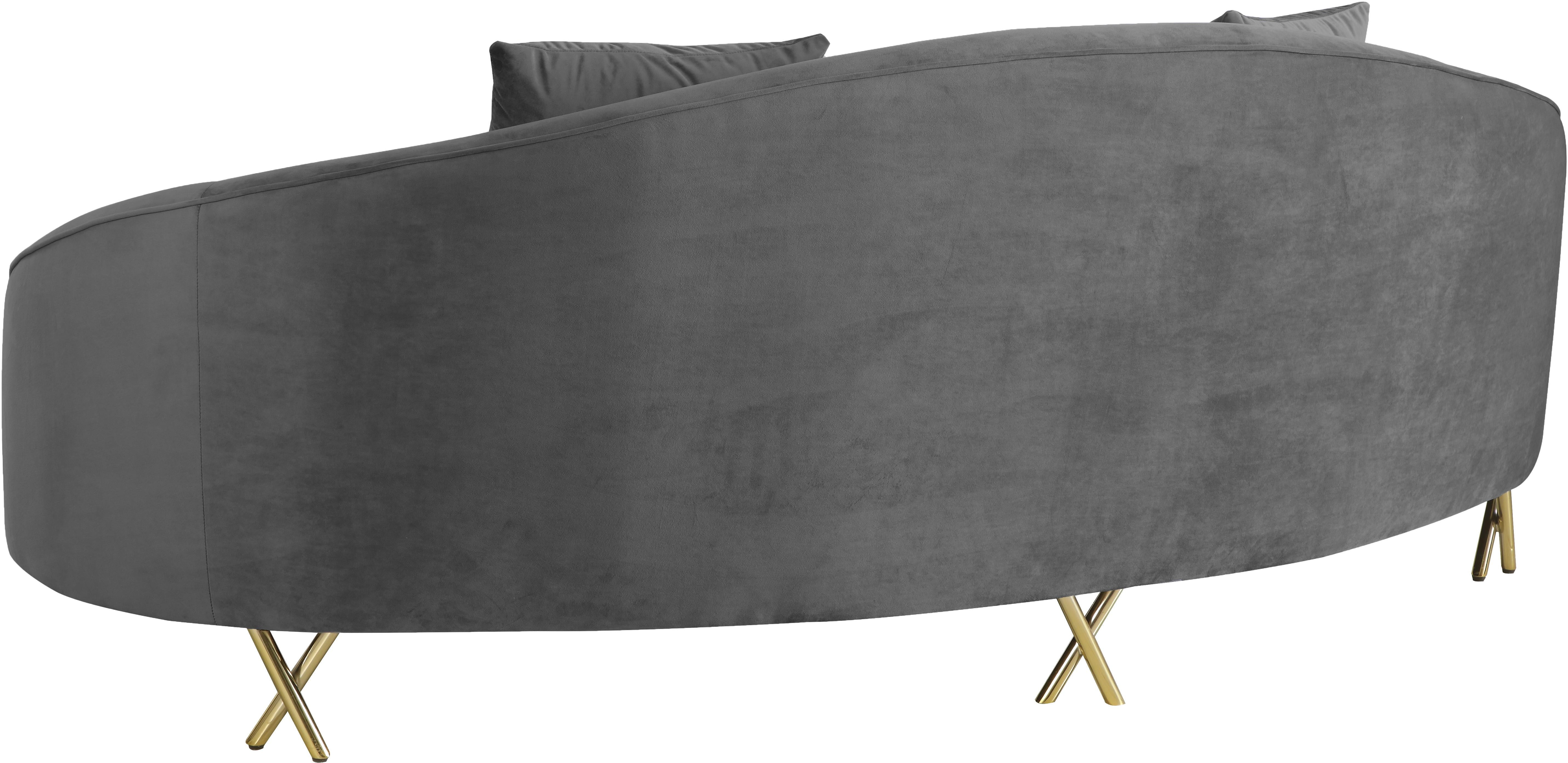 Serpentine Grey Velvet Sofa - Luxury Home Furniture (MI)
