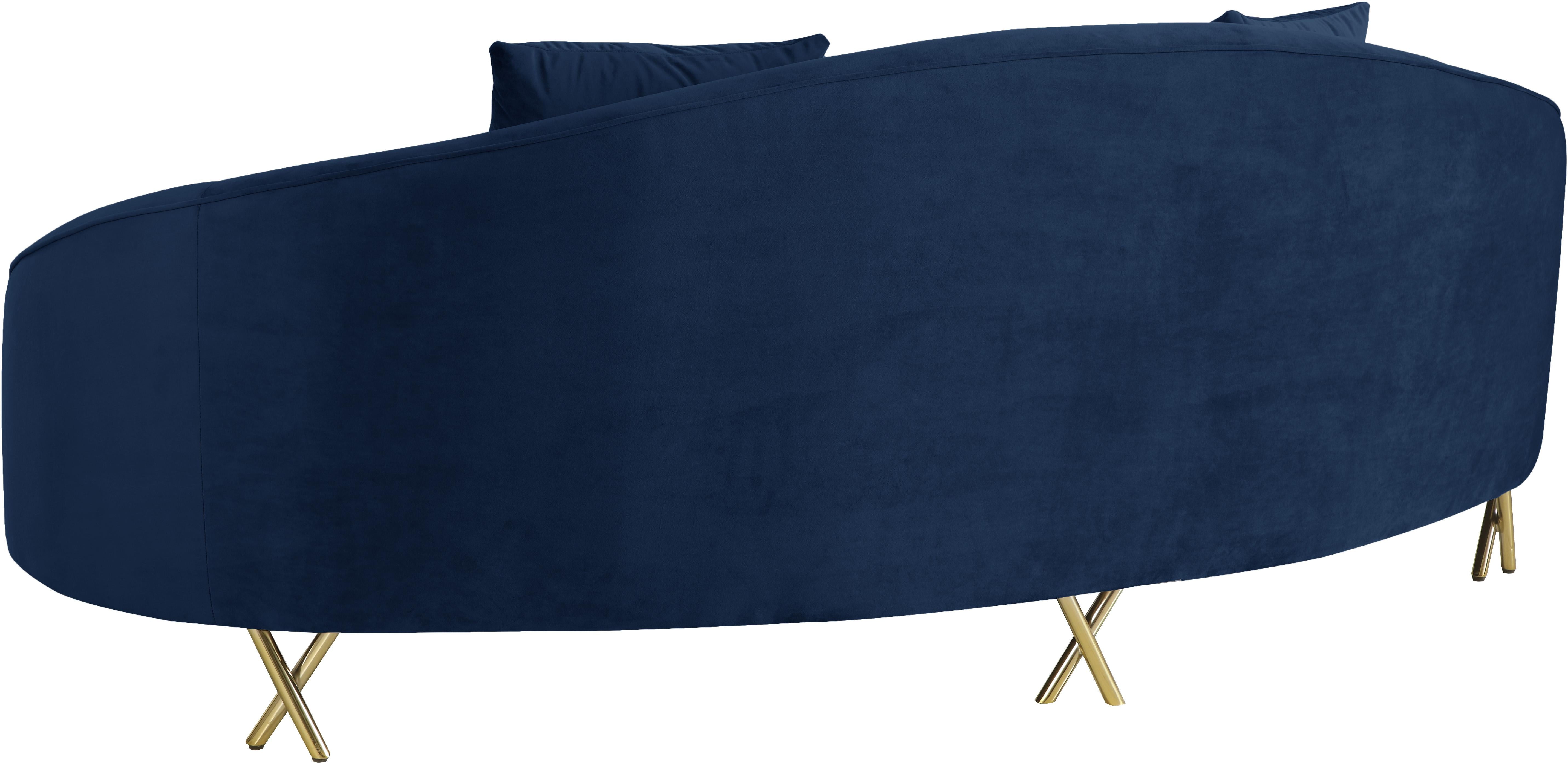Serpentine Navy Velvet Sofa - Luxury Home Furniture (MI)