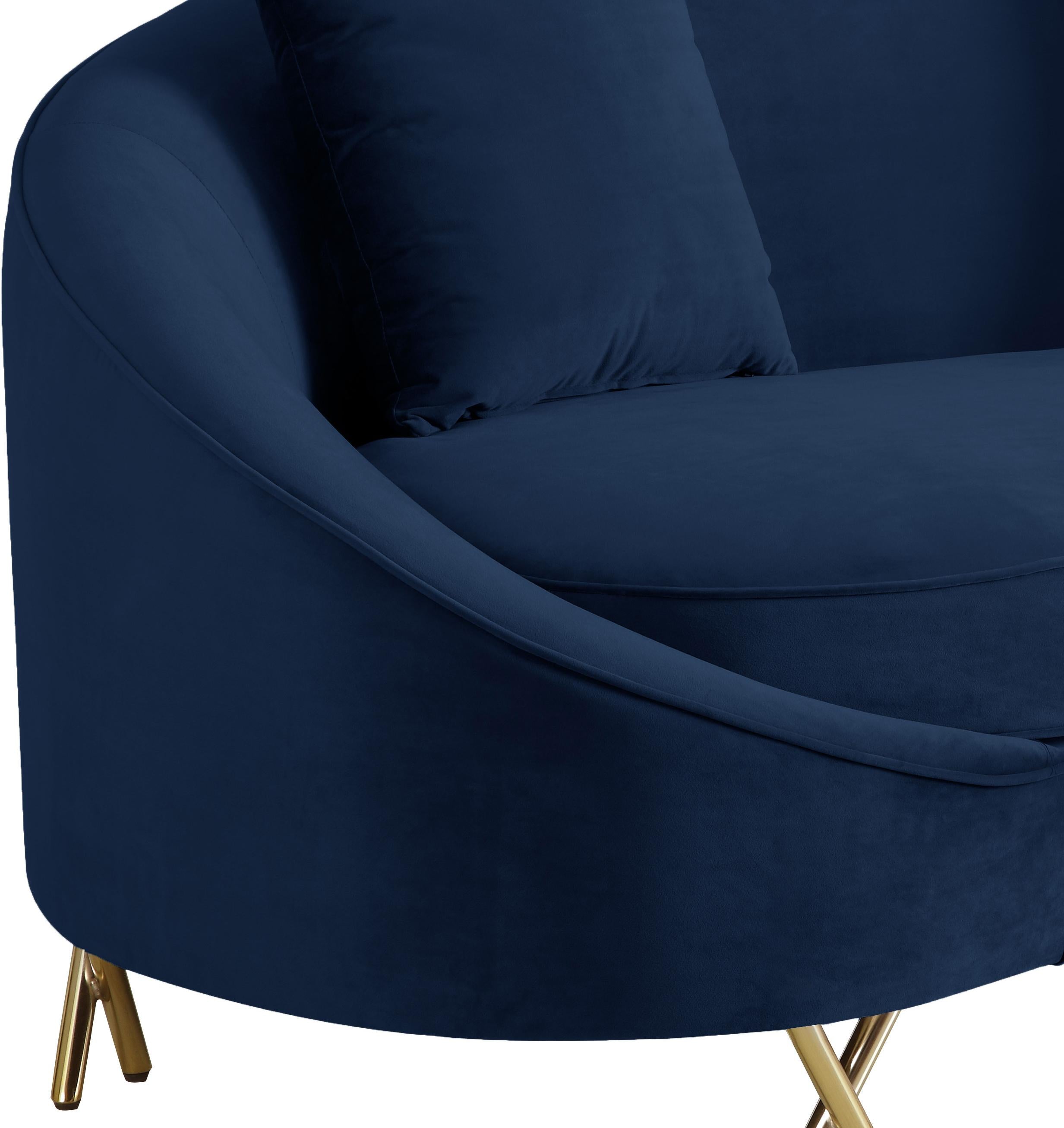 Serpentine Navy Velvet Loveseat - Luxury Home Furniture (MI)