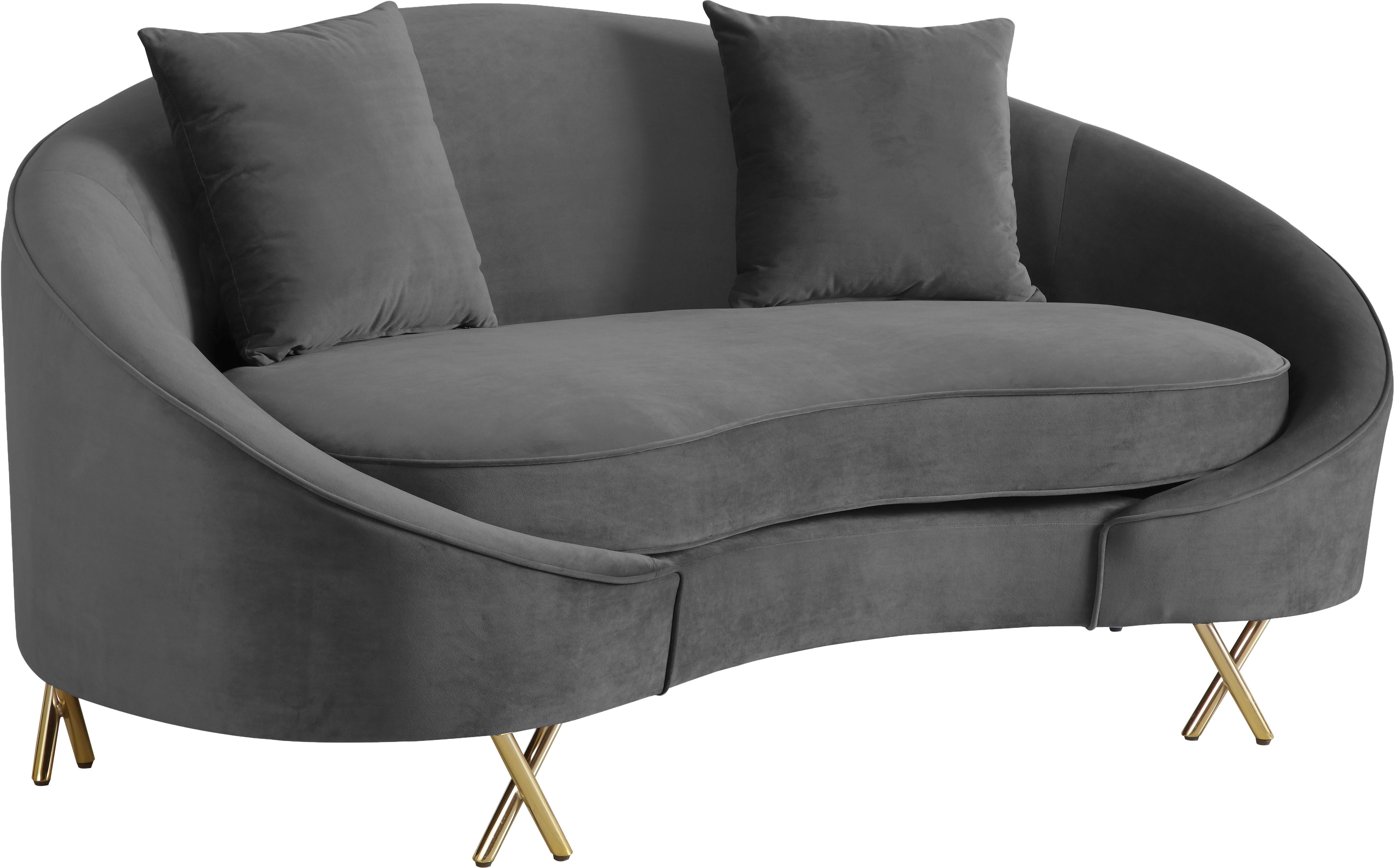 Serpentine Grey Velvet Loveseat